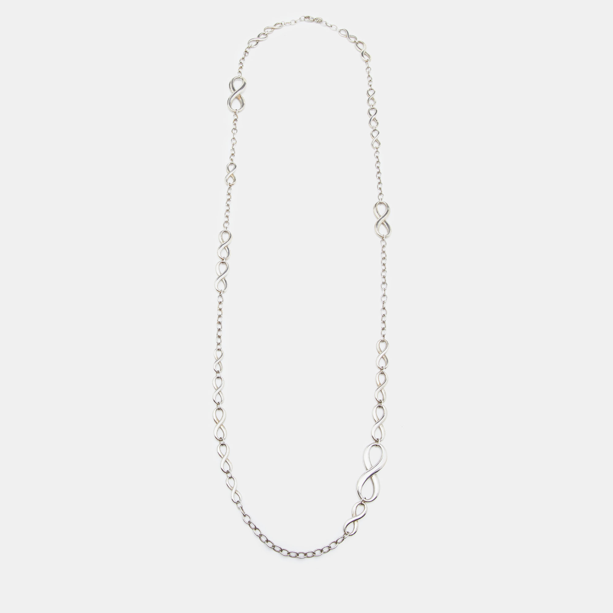 Pre Owned Tiffany & Co. Infinity Silver Chain Link Long Station Necklace
