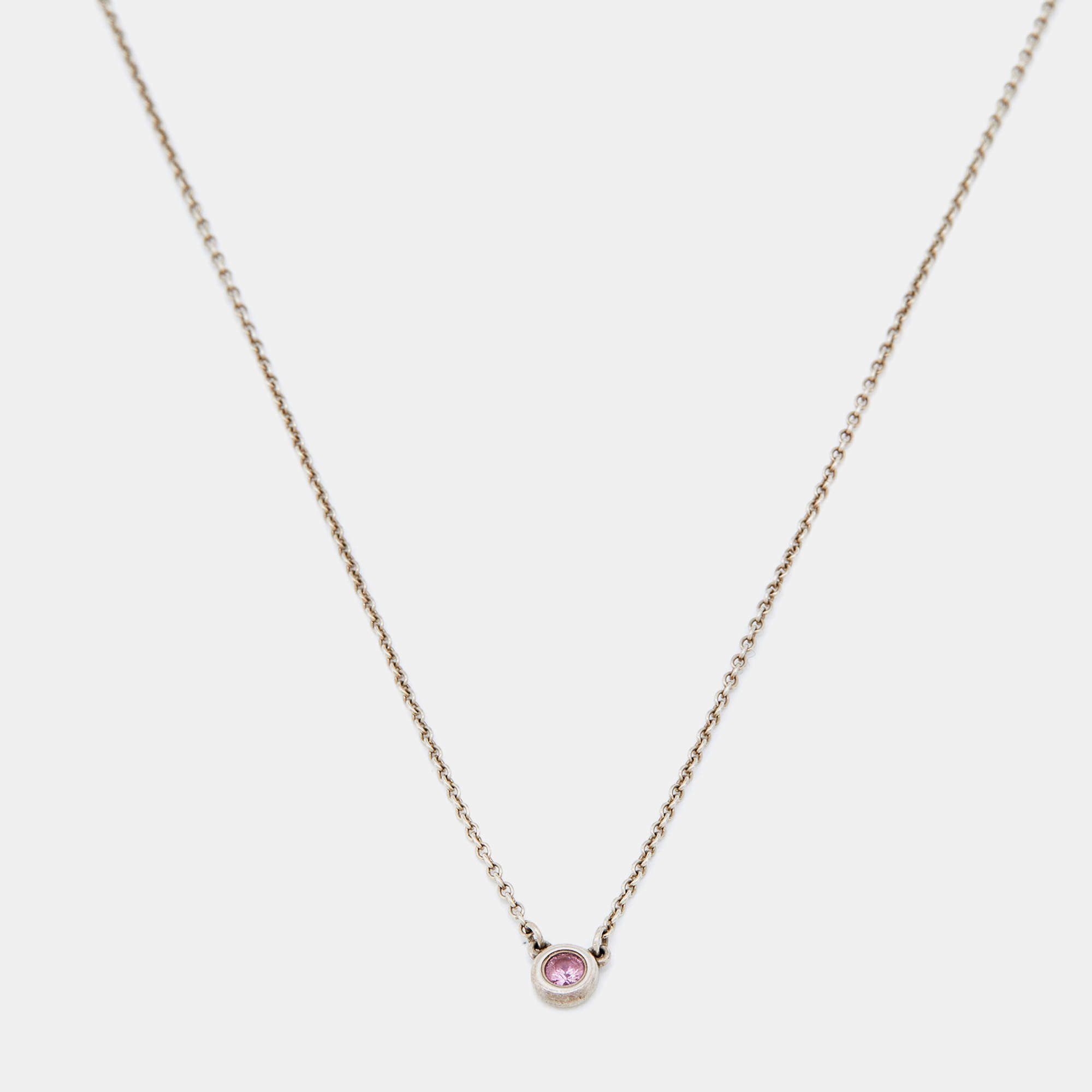 Tiffany & Co. Elsa Peretti Color by the Yard Pink Sapphire Sterling Silver Chain Necklace