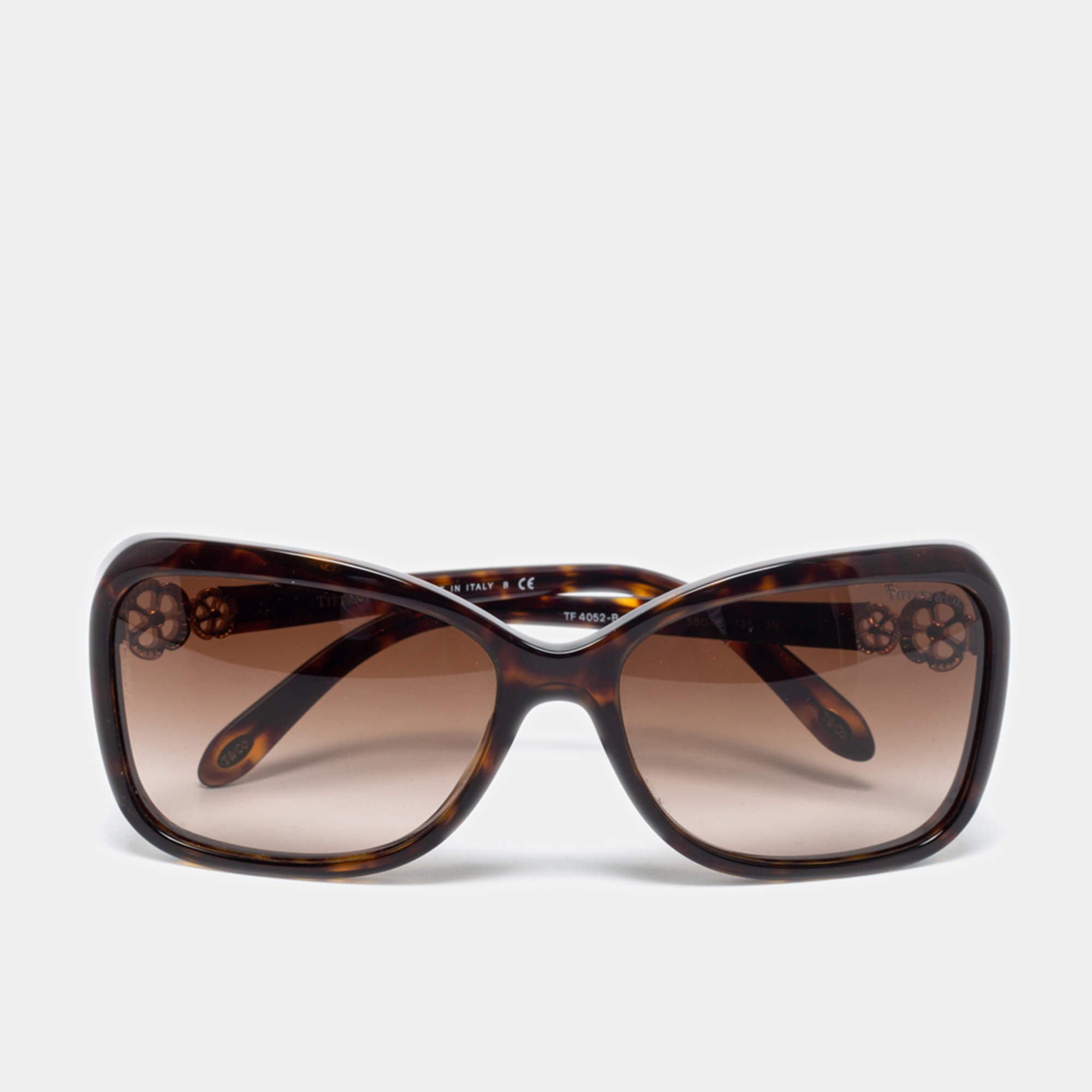 Pre Owned Tiffany & Co. Brown Havana TF4024 Oversize Gradient Sunglasses