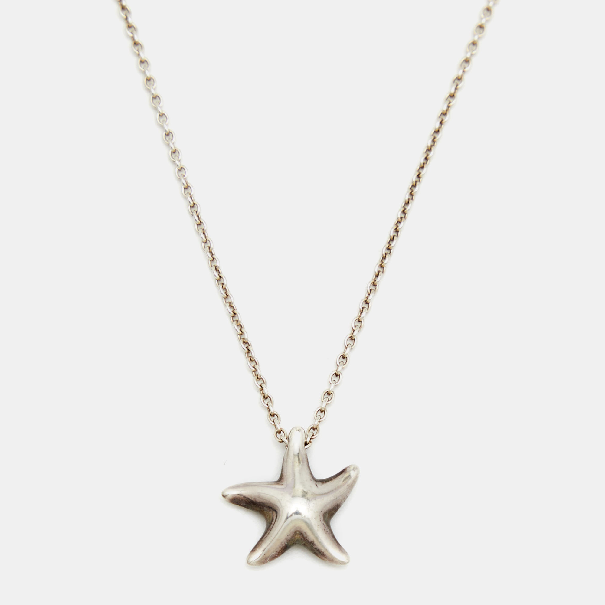 Pre Owned Tiffany & Co. Elsa Peretti Starfish Sterling Silver Pendant Necklace