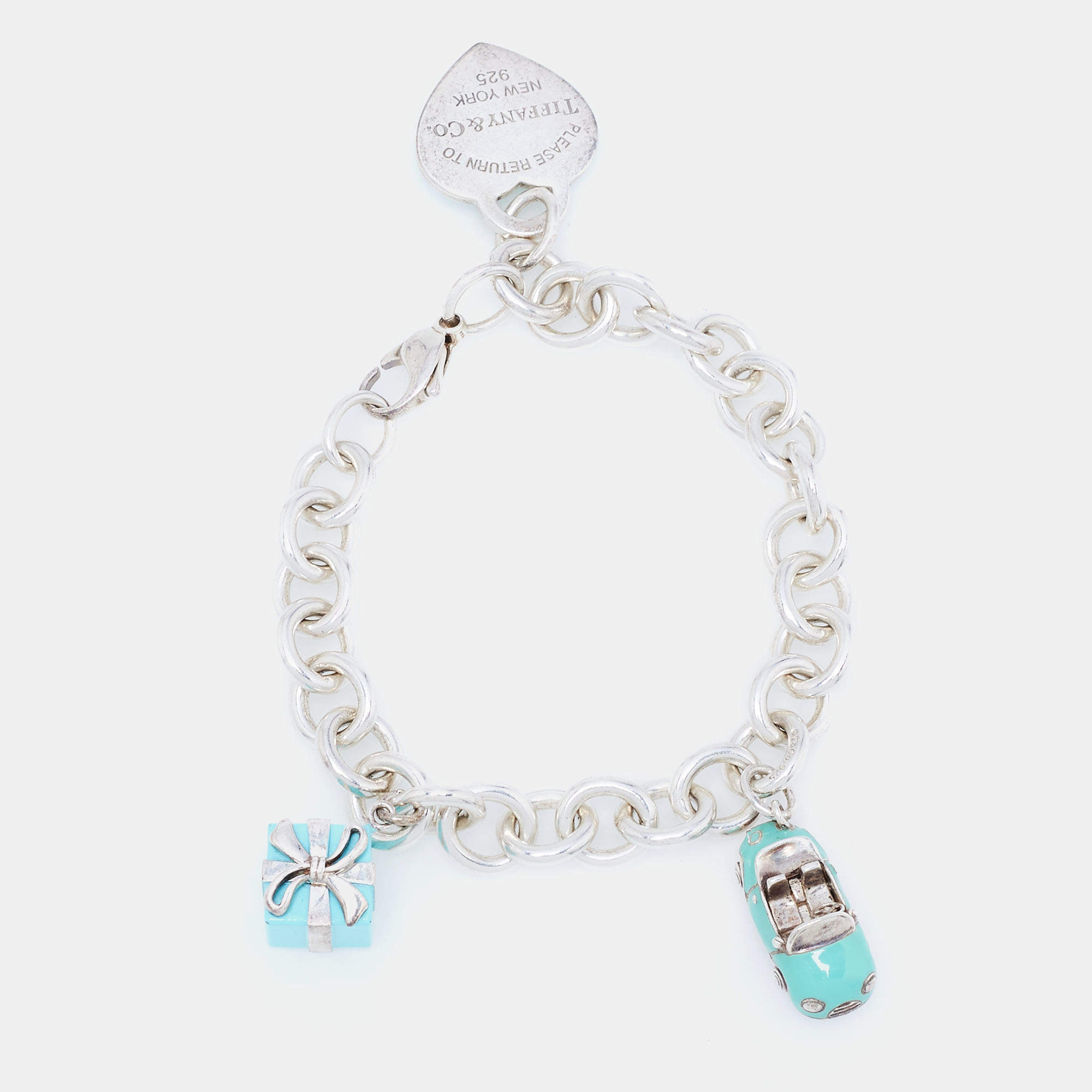 Pre Owned Tiffany & Co. Return to Tiffany & Co. Multi Charm Enamel Sterling Silver Bracelet