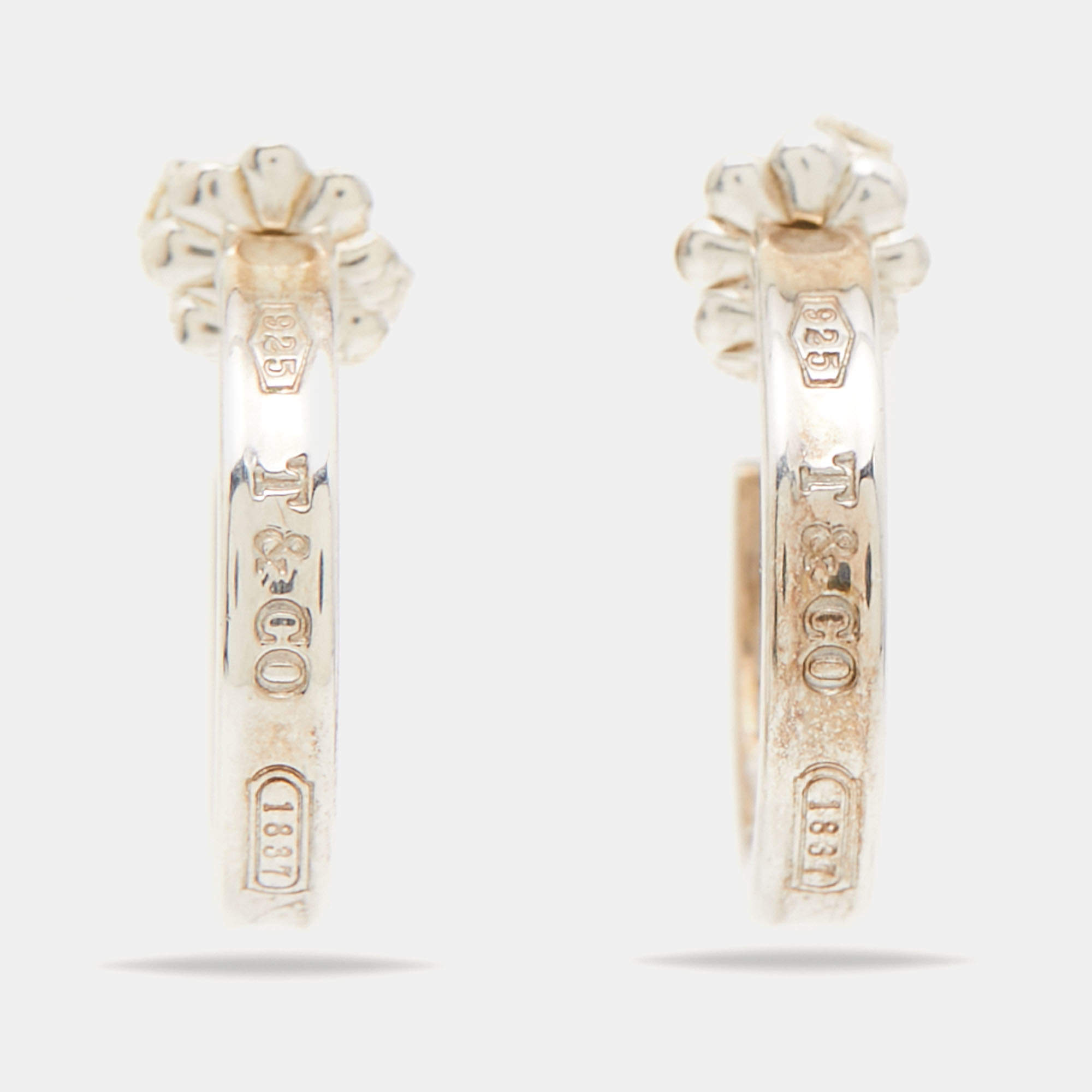 Pre Owned Tiffany & Co. 1837 Narrow Sterling Silver Hoop Earrings