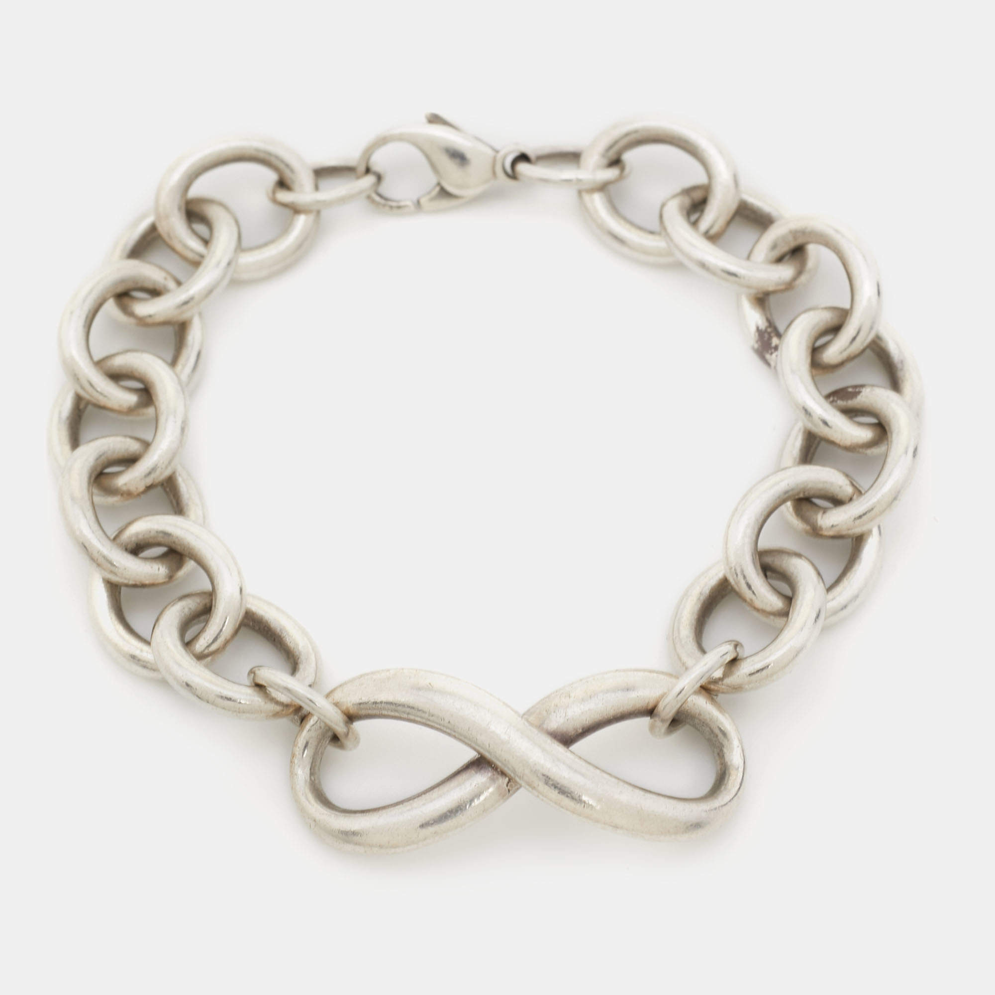Pre Owned Tiffany & Co. Infinity Sterling Silver Link Bracelet