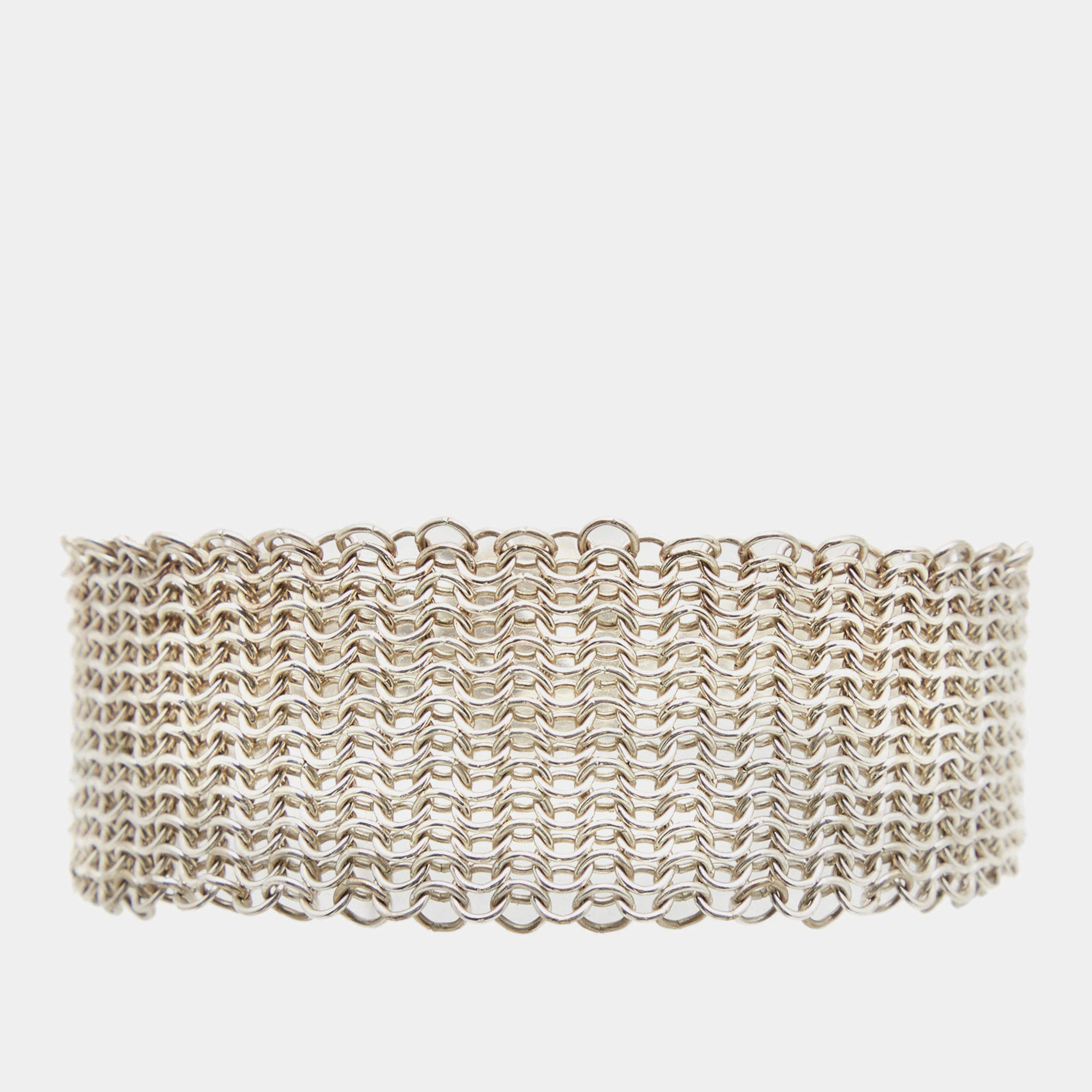 مملوكة مسبقًا Tiffany & Co. Elsa Peretti Sterling Silver Mesh Toggle Bracelet