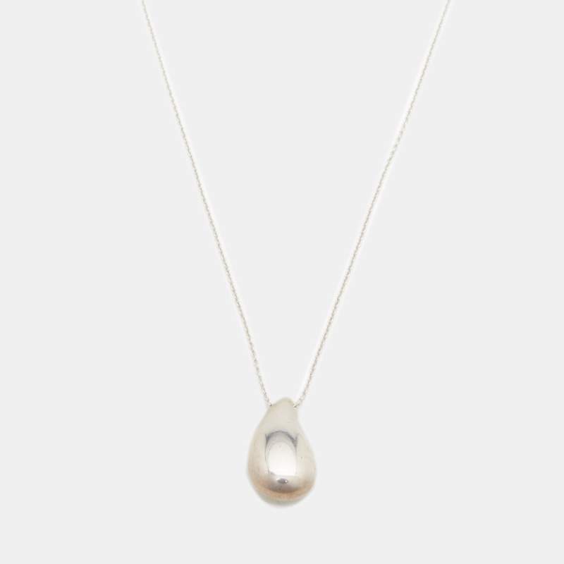 Tiffany & Co. Elsa Peretti Tear Drop Pendant Silver Chain Necklace