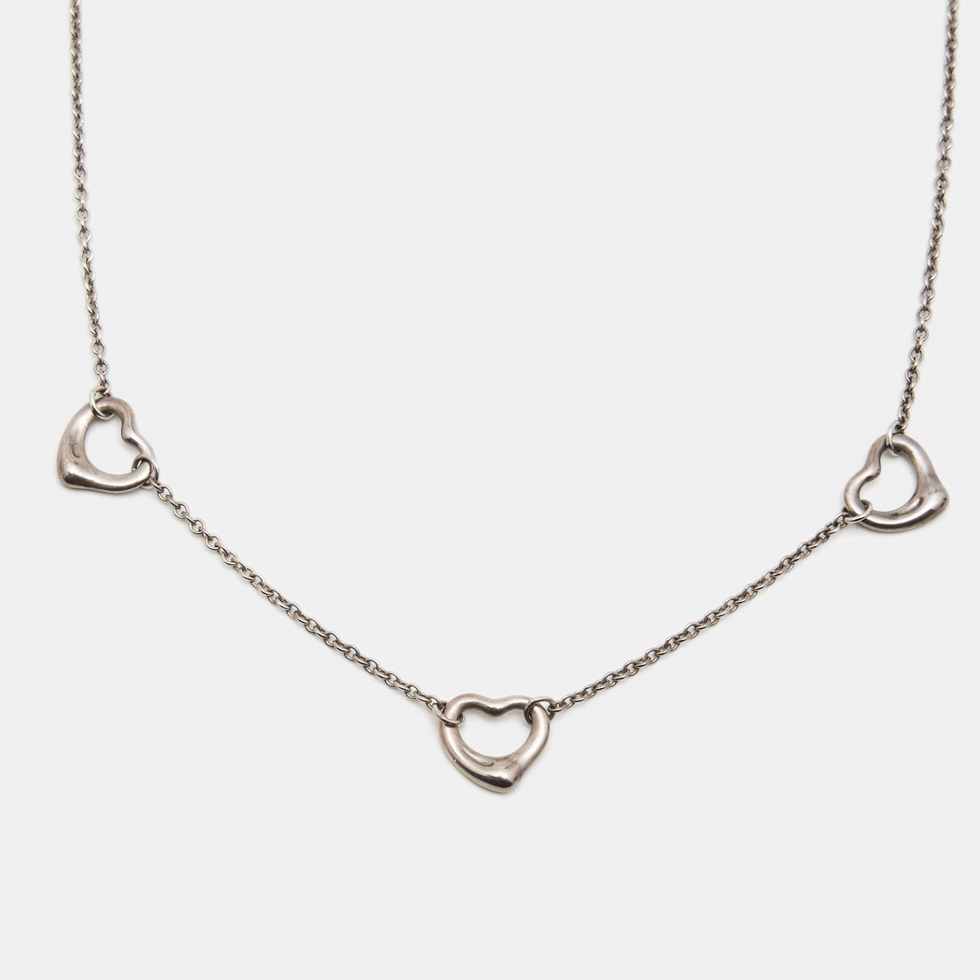 Pre Owned Tiffany & Co. Elsa Peretti Open Heart Sterling Silver Necklace