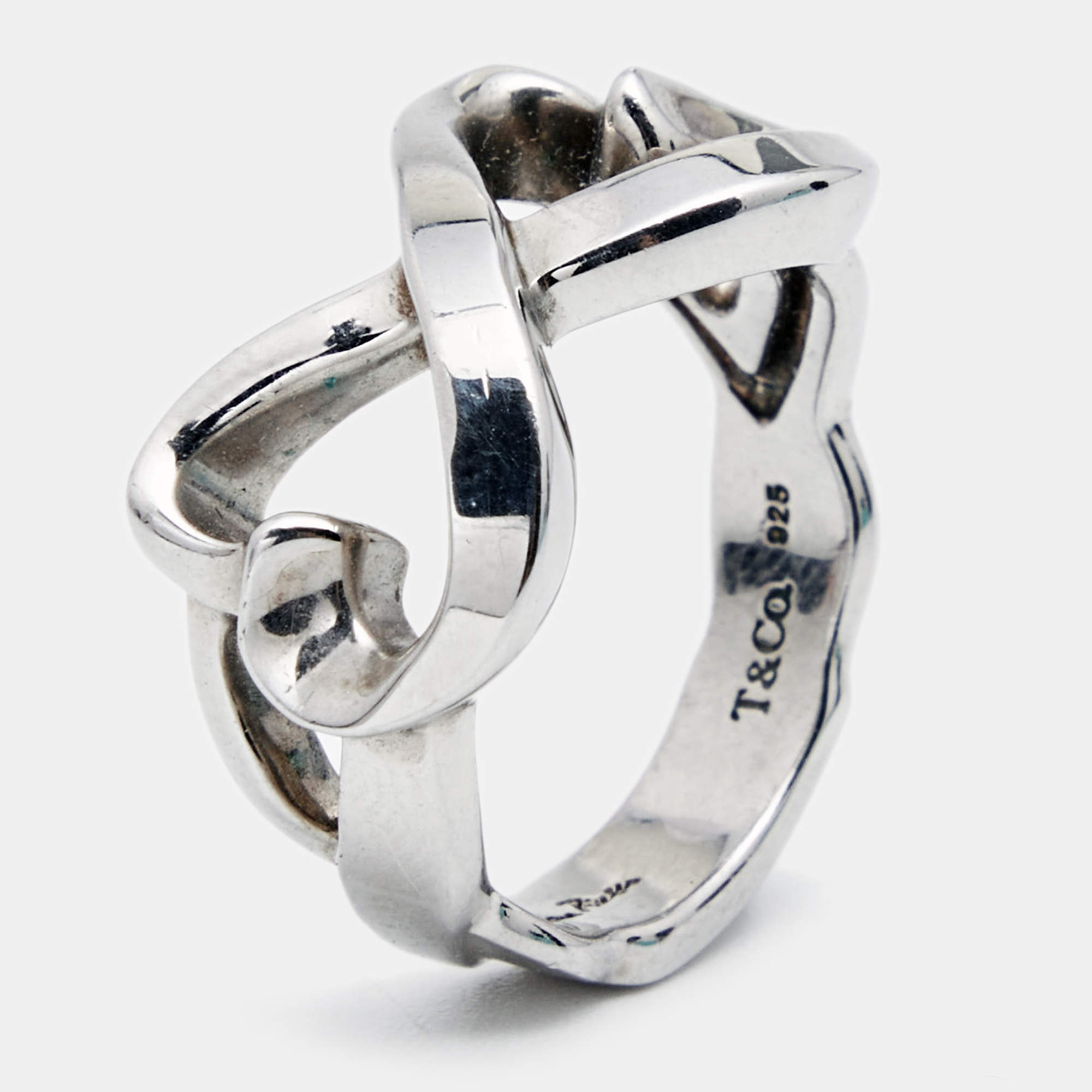 Pre Owned Tiffany & Co.Paloma Picasso Heart Sterling Silver Ring Size 51