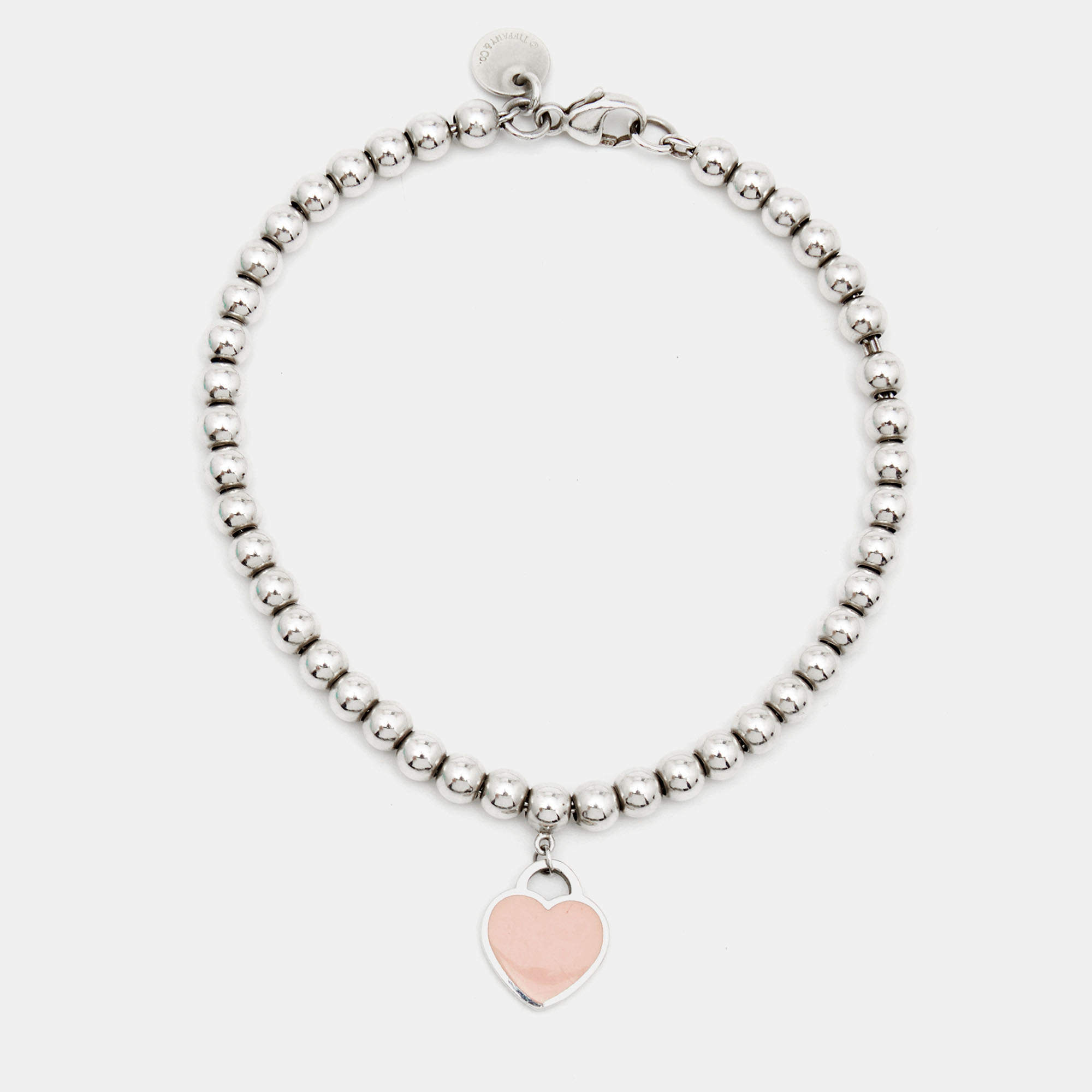 Pre Owned Tiffany & Co. Return To Tiffany  Enamel Sterling Silver Beaded Bracelet