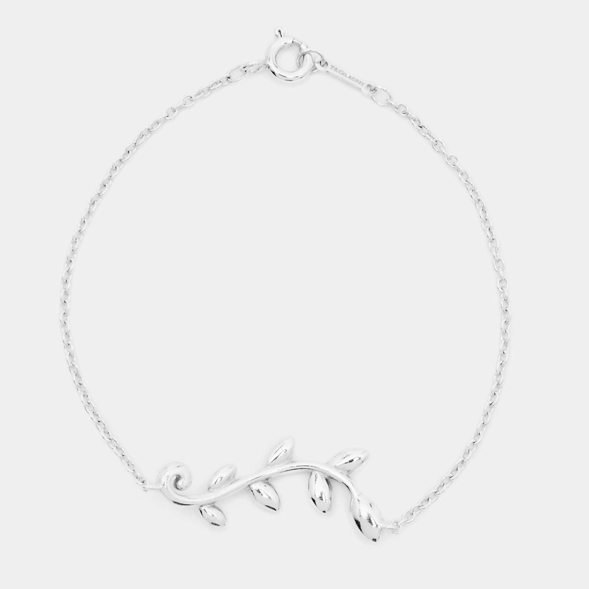 Pre Owned Tiffany & Co. Paloma Picasso Olive Leaf Sterling Silver Bracelet