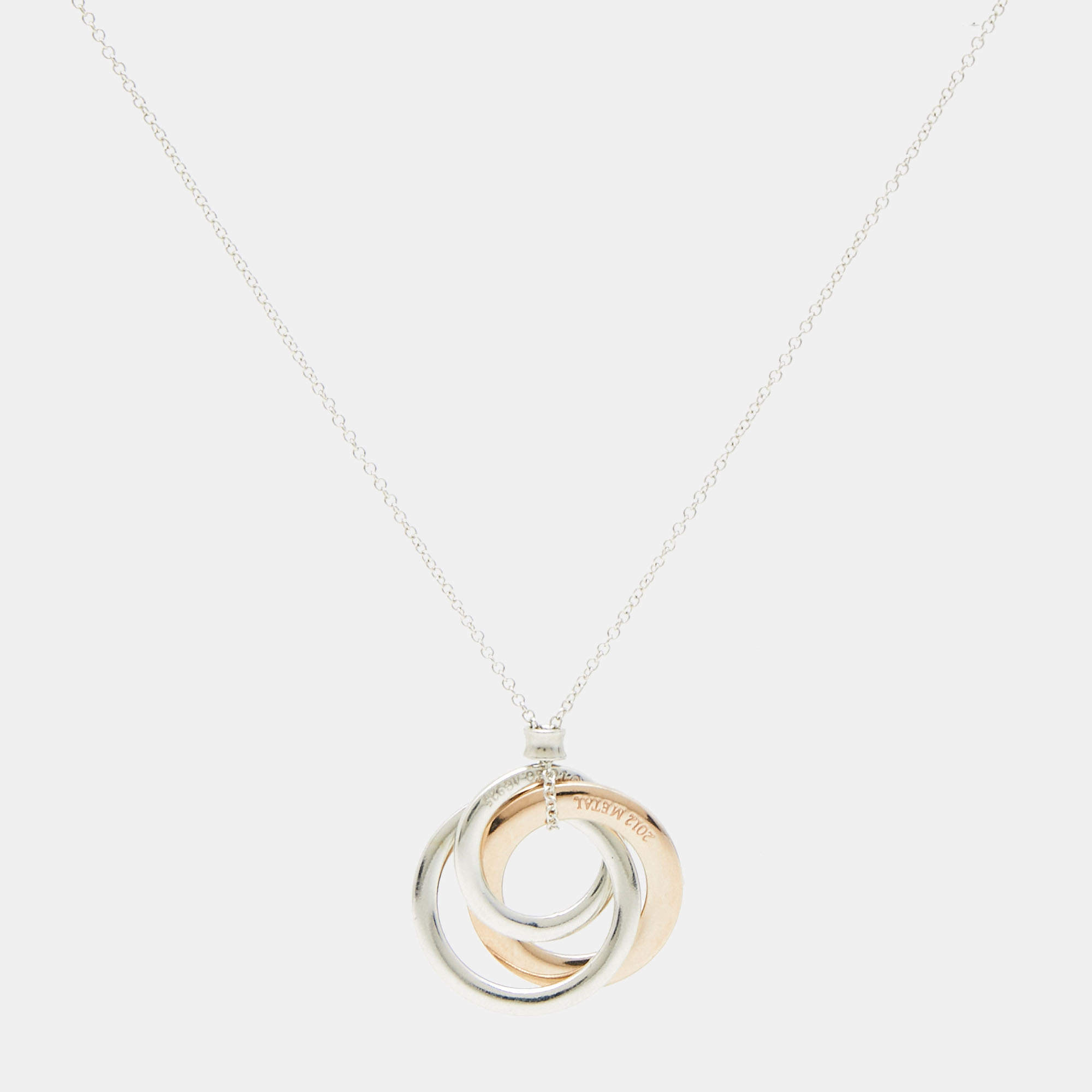 Tiffany & Co. 1837 Interlocking Circles Sterling Silver Rubedo Necklace