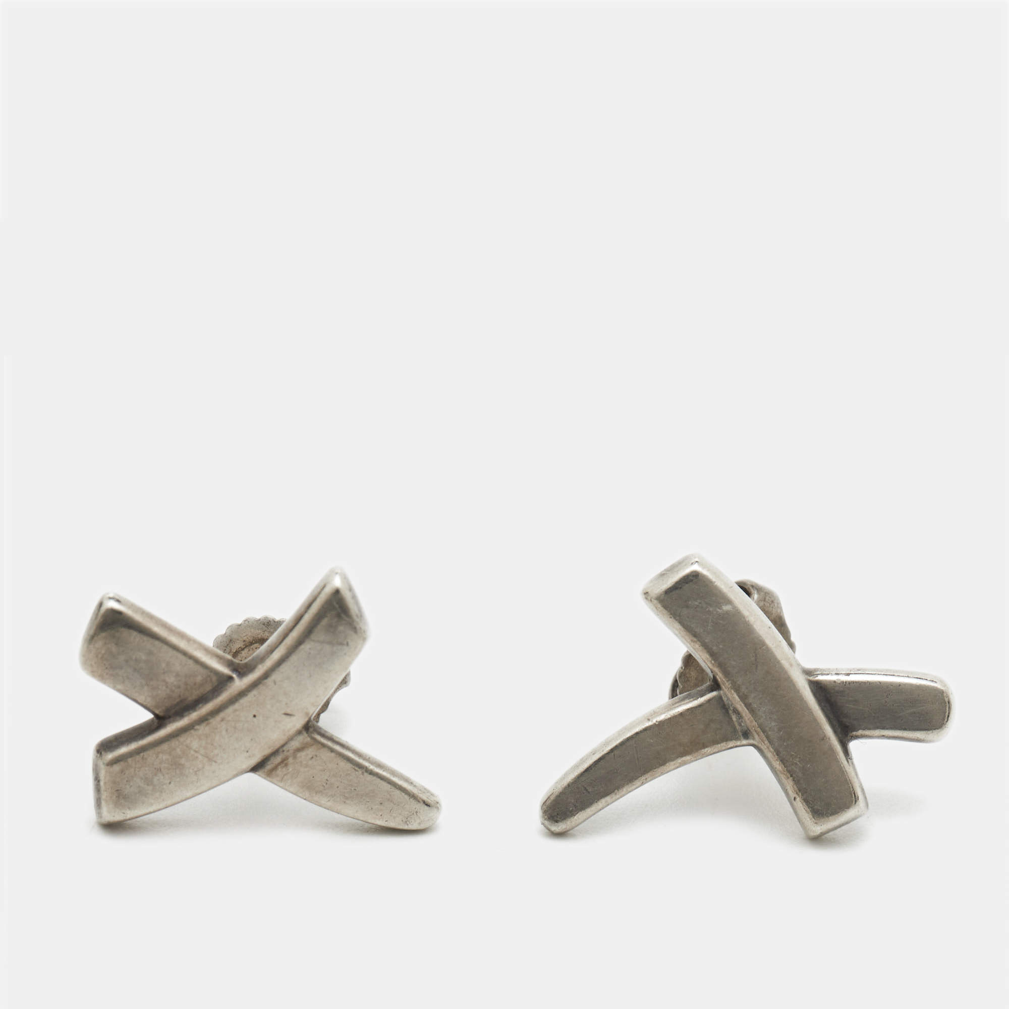 Pre Owned Tiffany & Co. Paloma Picasso Graffiti X Silver Stud Earrings