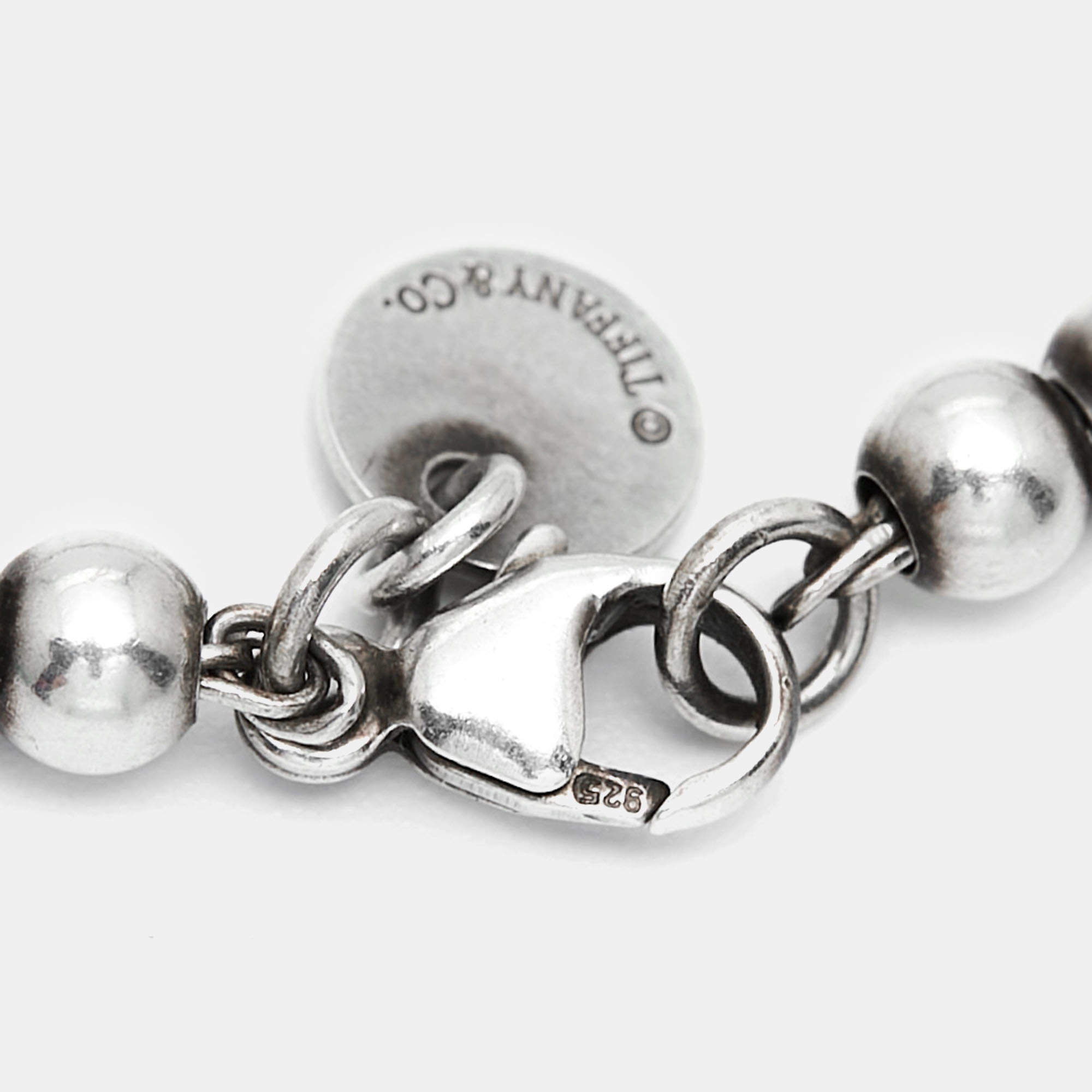 Pre Owned Tiffany & Co. Return To Tiffany Circle Tag Sterling Silver Beaded Bracelet