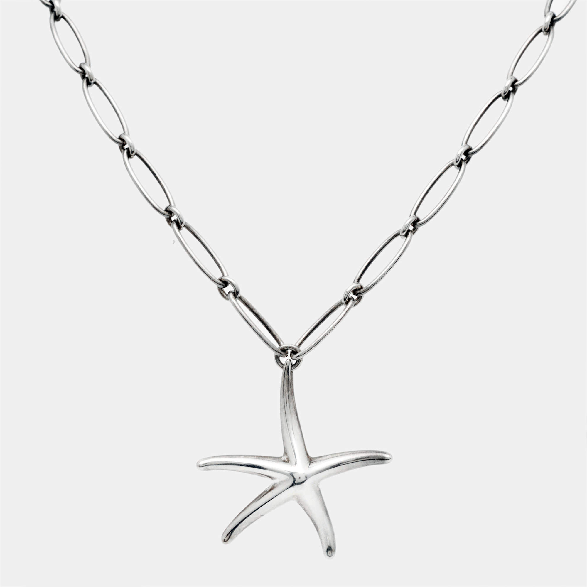 Pre Owned Tiffany & Co. Starfish Sterling Silver Pendant Necklace