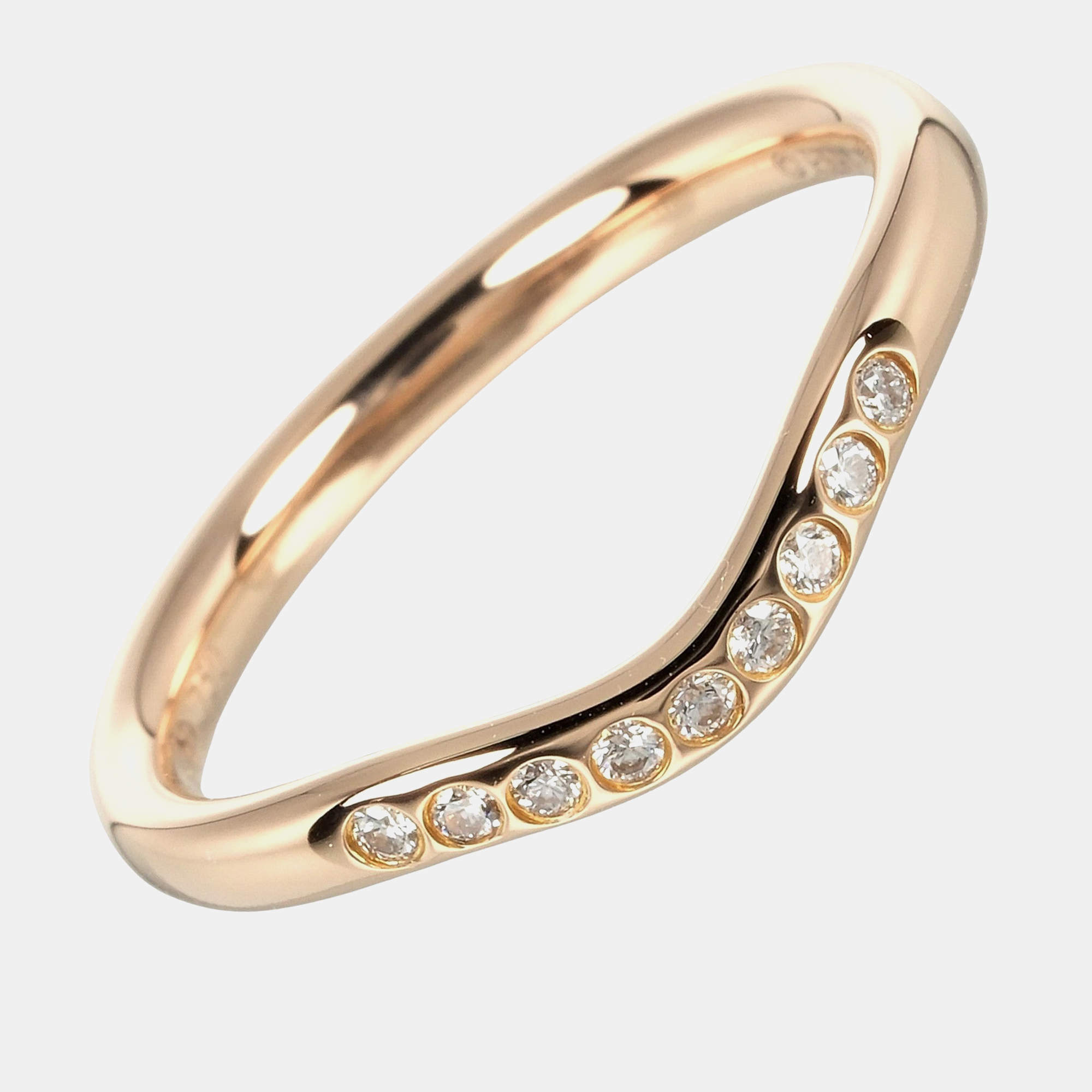 Tiffany & Co. 18K Rose Gold and Diamond Elsa Peretti Curved Band Ring EU 47