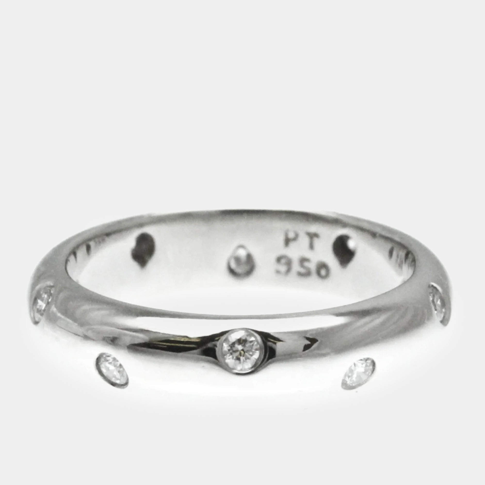 Pre Owned Tiffany & Co. Platinum and Diamond Etoile Band Ring EU 51