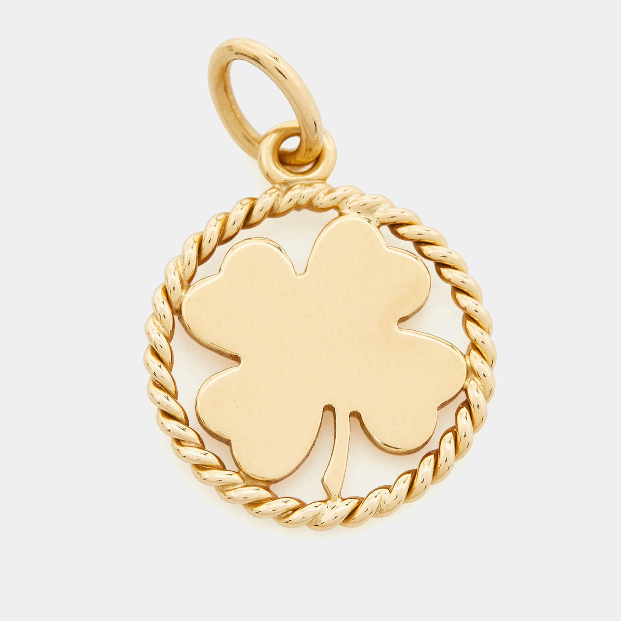 Tiffany & Co. Four Leaf Clover 18k Yellow Gold Round Pendant