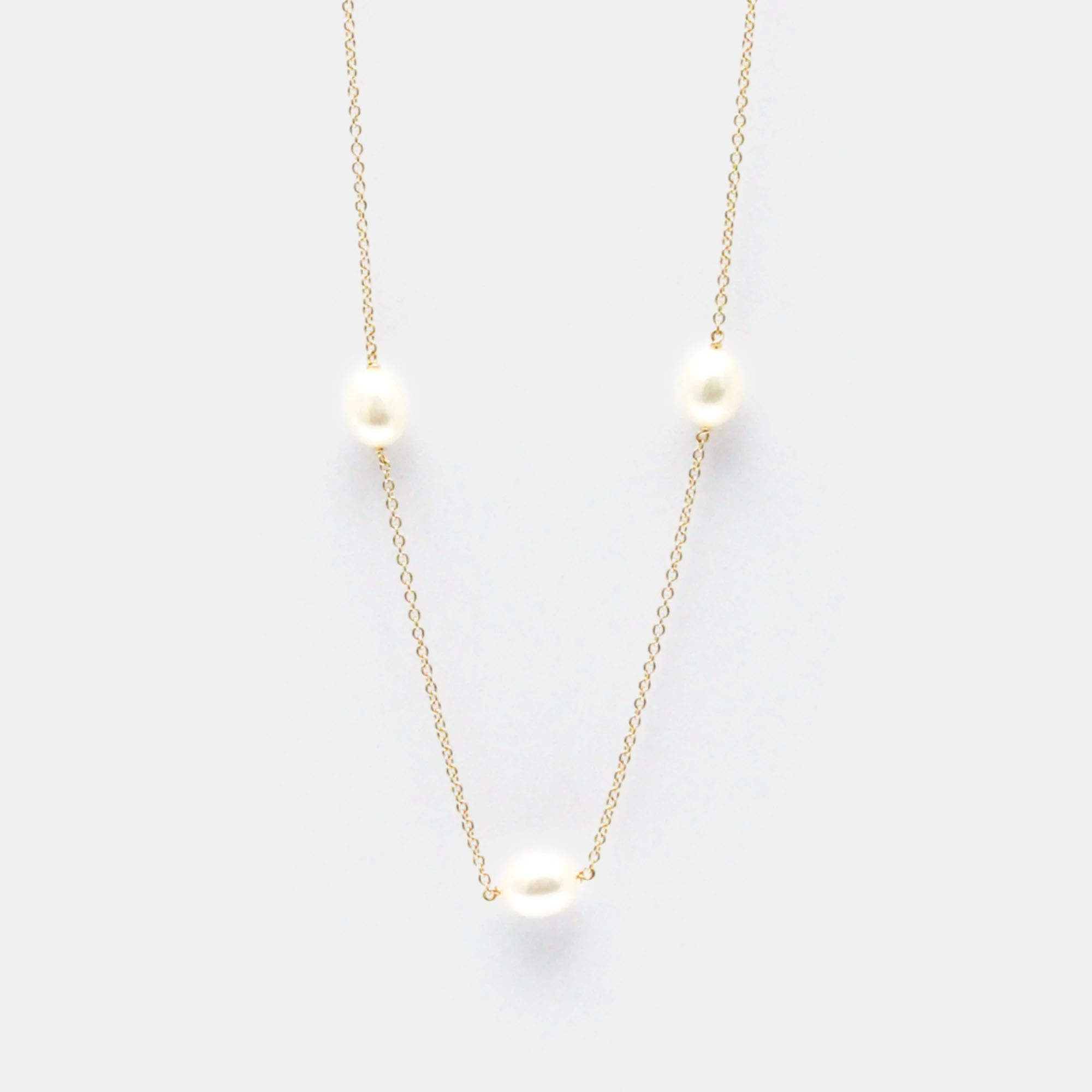 Pre Owned Tiffany & Co. 18K Rose Gold and Pearl Elsa Peretti Pearls by the Yard Station Necklace