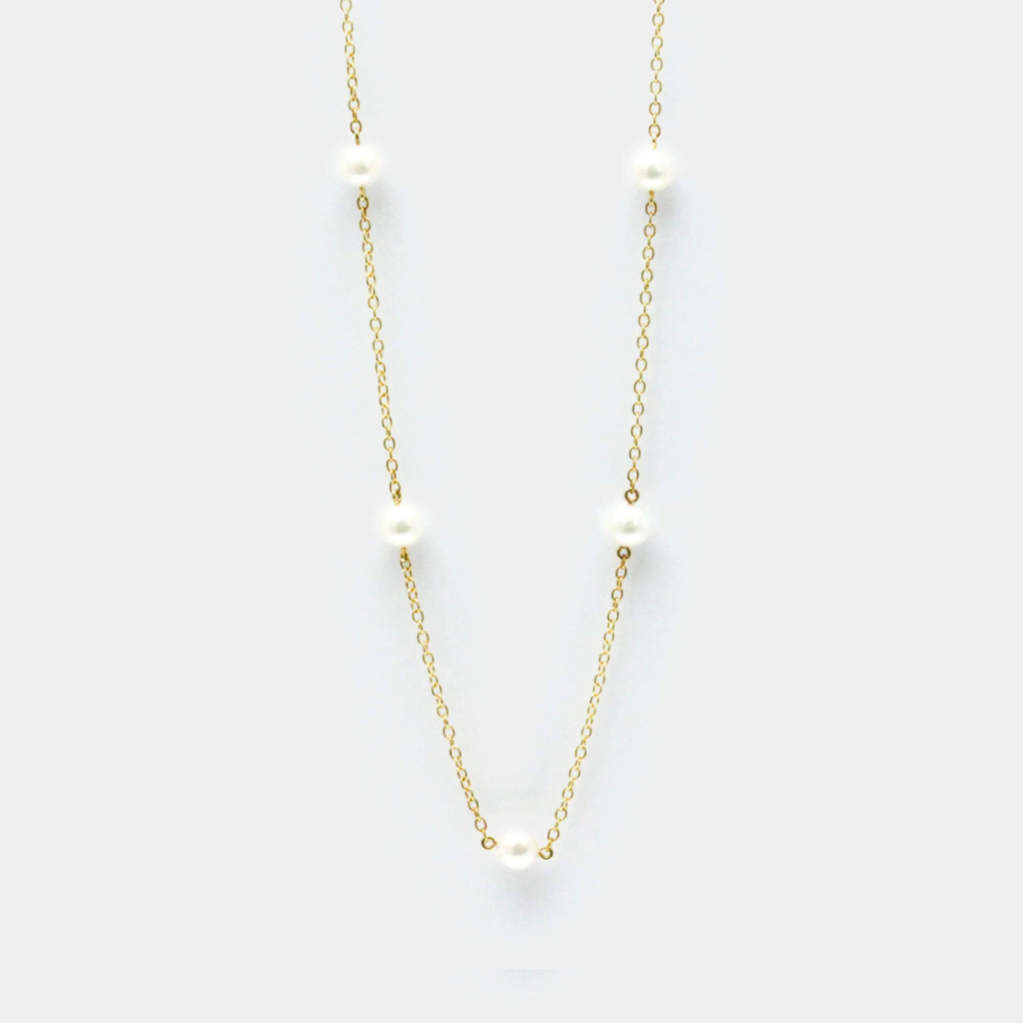 Pre Owned Tiffany & Co. 18K Yellow Gold and Pearl Elsa Peretti Pearls by the Yard Station Necklace