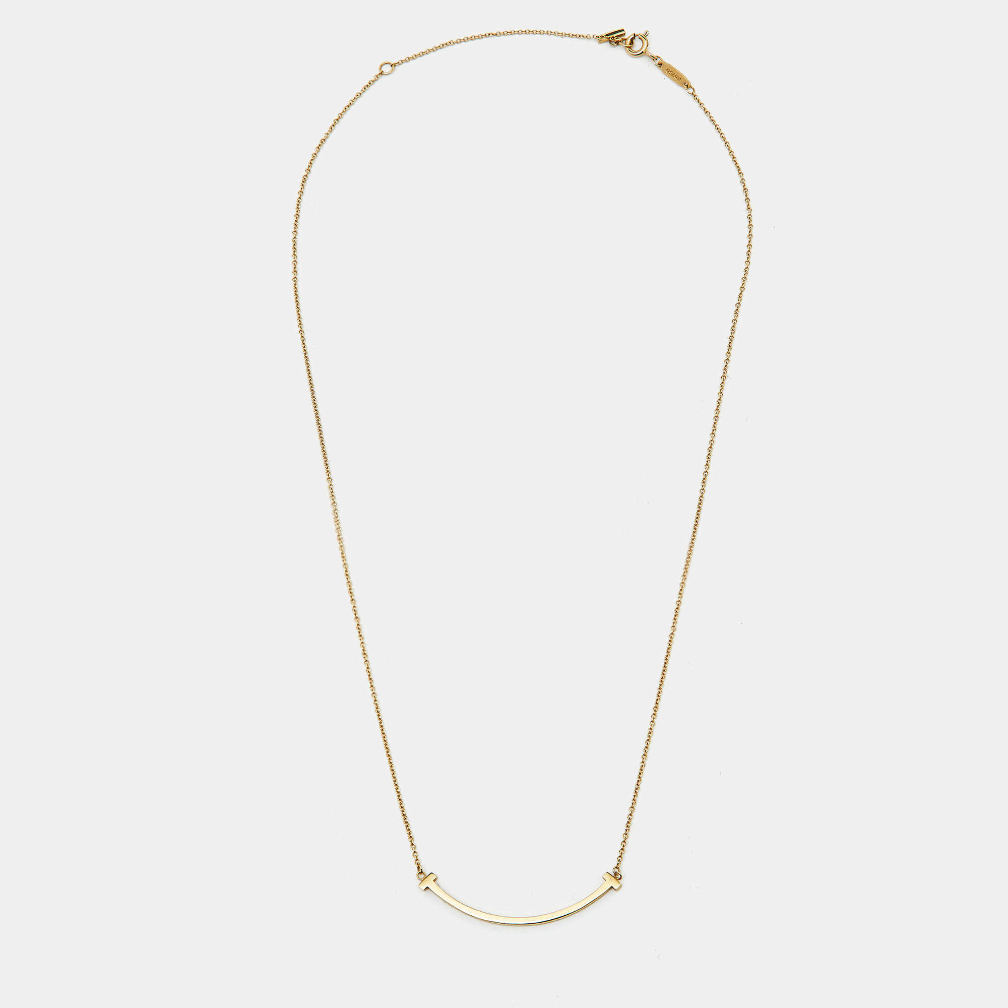 Pre Owned Tiffany & Co. T Smile 18k Yellow Gold Small Model Necklace