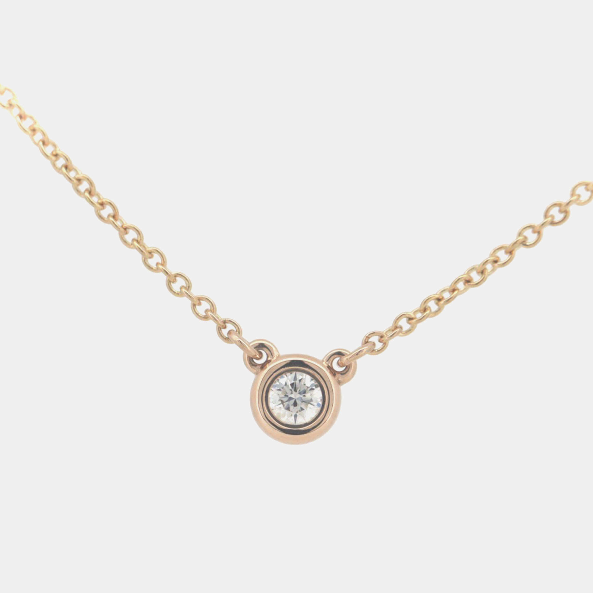 Tiffany & Co. 18K Rose Gold and Diamond Elsa Peretti Diamonds By The Yard Pendant Necklace 