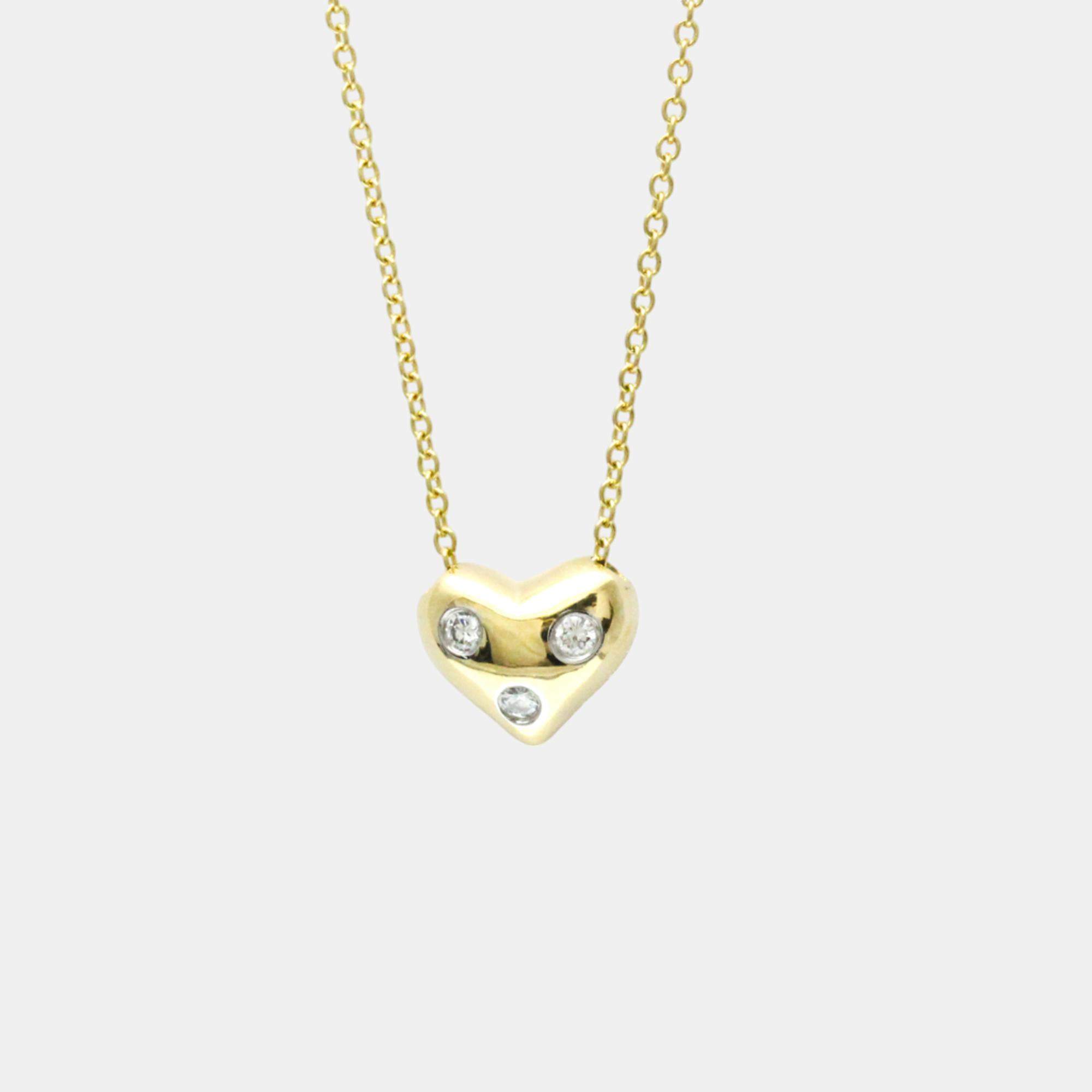 Tiffany & Co. 18K Yellow Gold Diamond Etoile Heart Pendant Necklace