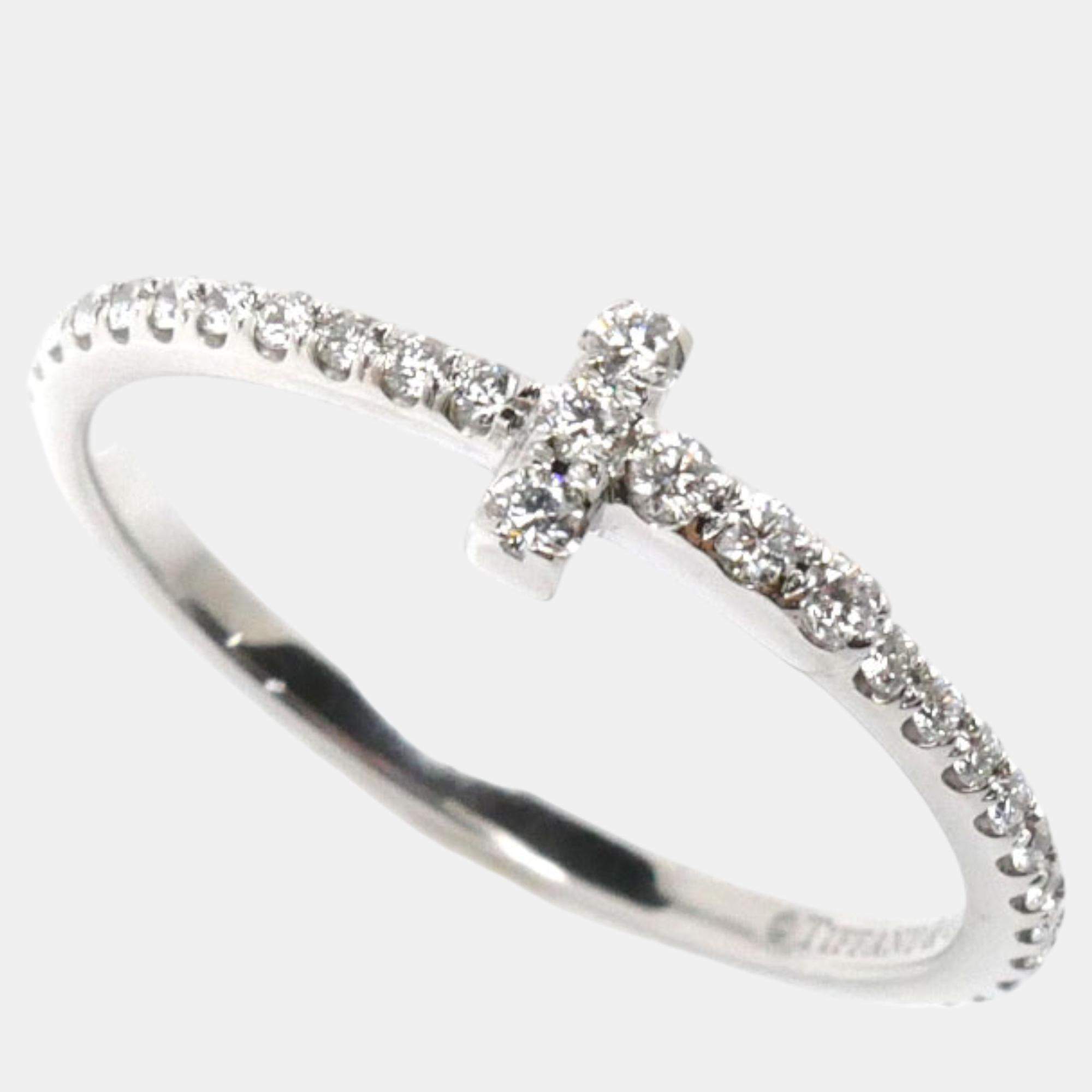 Pre Owned Tiffany & Co K18WG White Gold Diamond T Wire Full Circle Ring