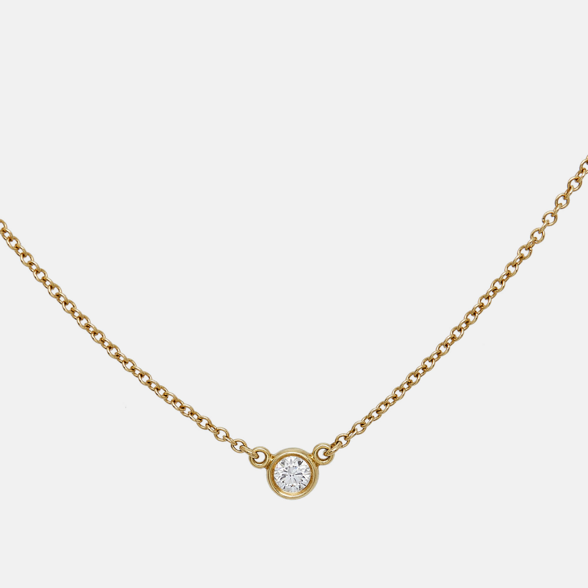 Pre Owned Tiffany & Co. Elsa Peretti Diamonds By the Yard 18k Yellow Gold Necklace