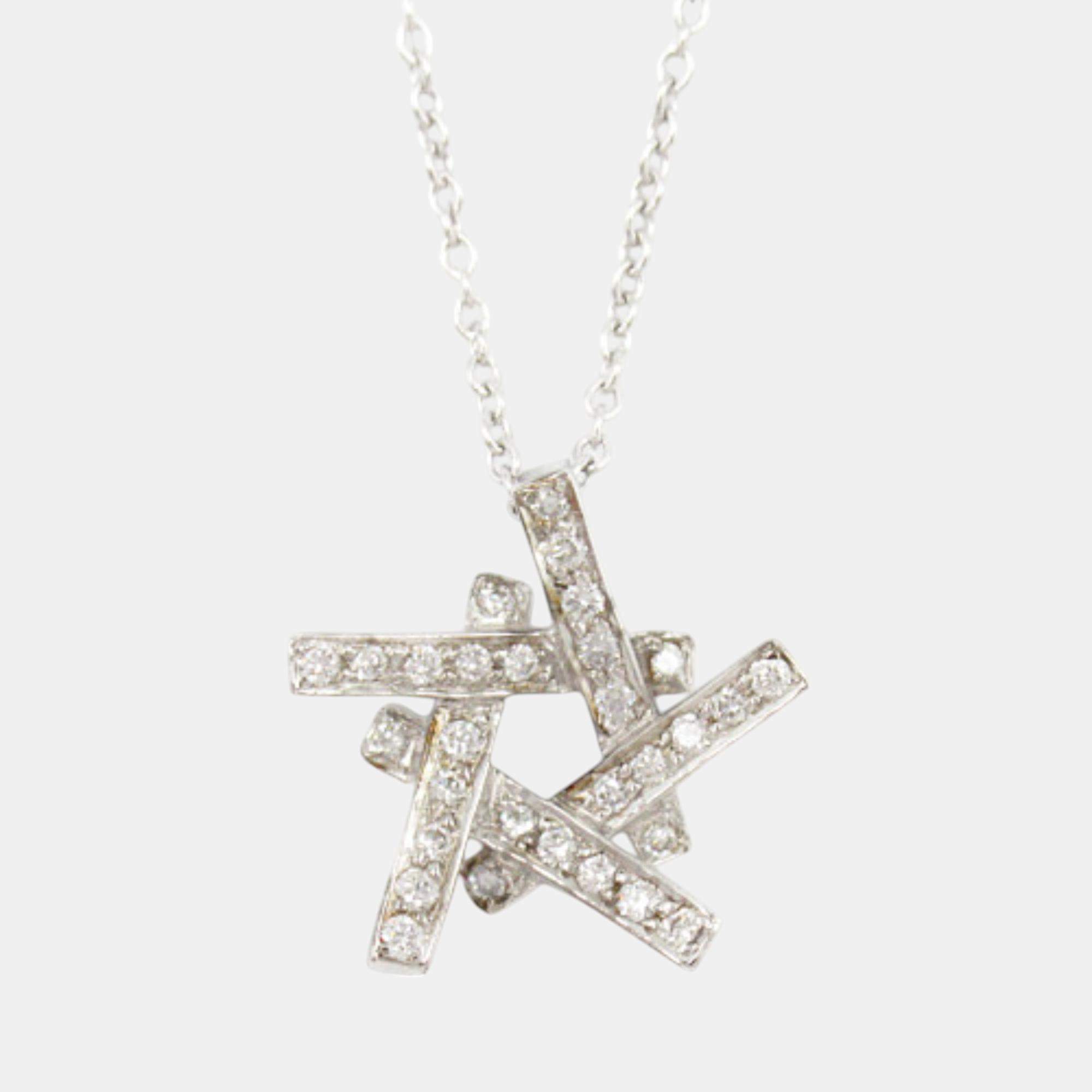 Tiffany & Co. Frank Gehry Necklace 18k White Gold Diamond Clear Metal