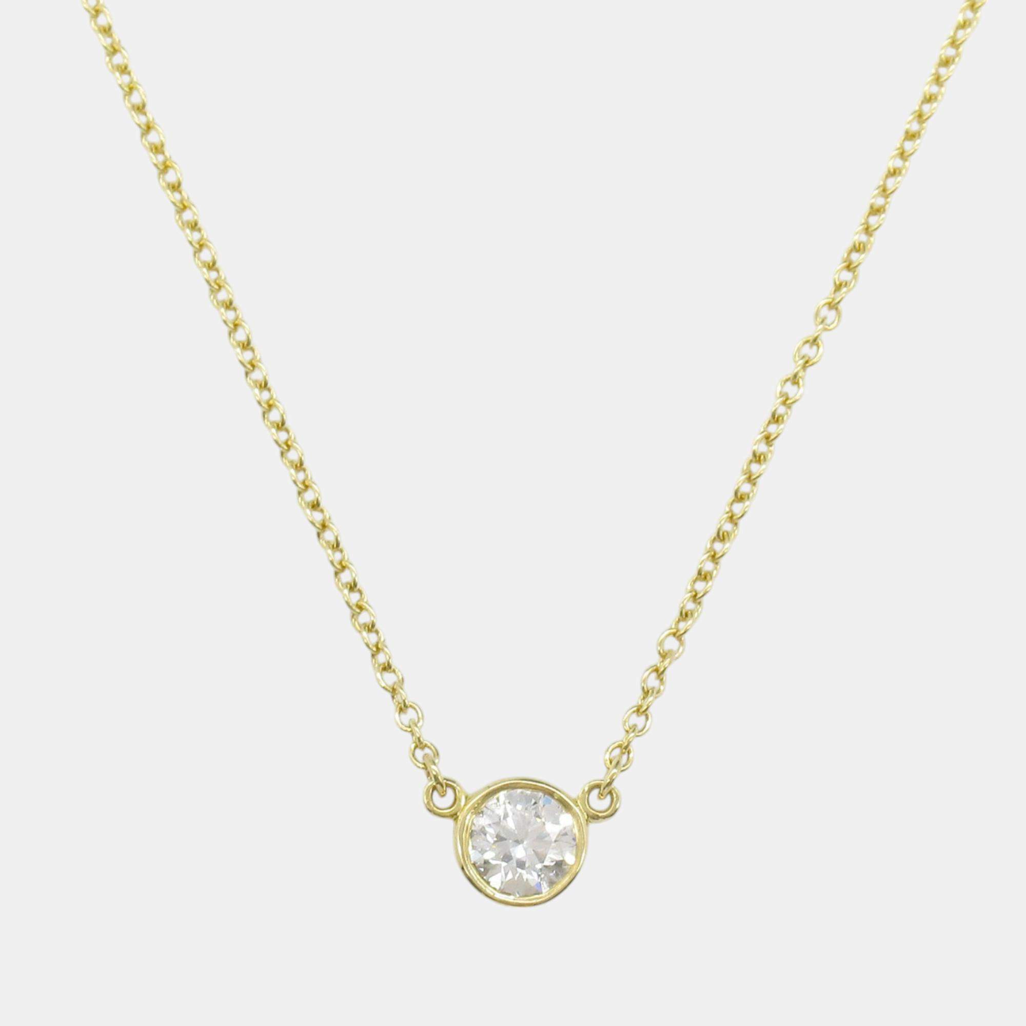 Pre Owned Tiffany & Co. Diamond Necklace 18k Yellow Gold Clear Metal