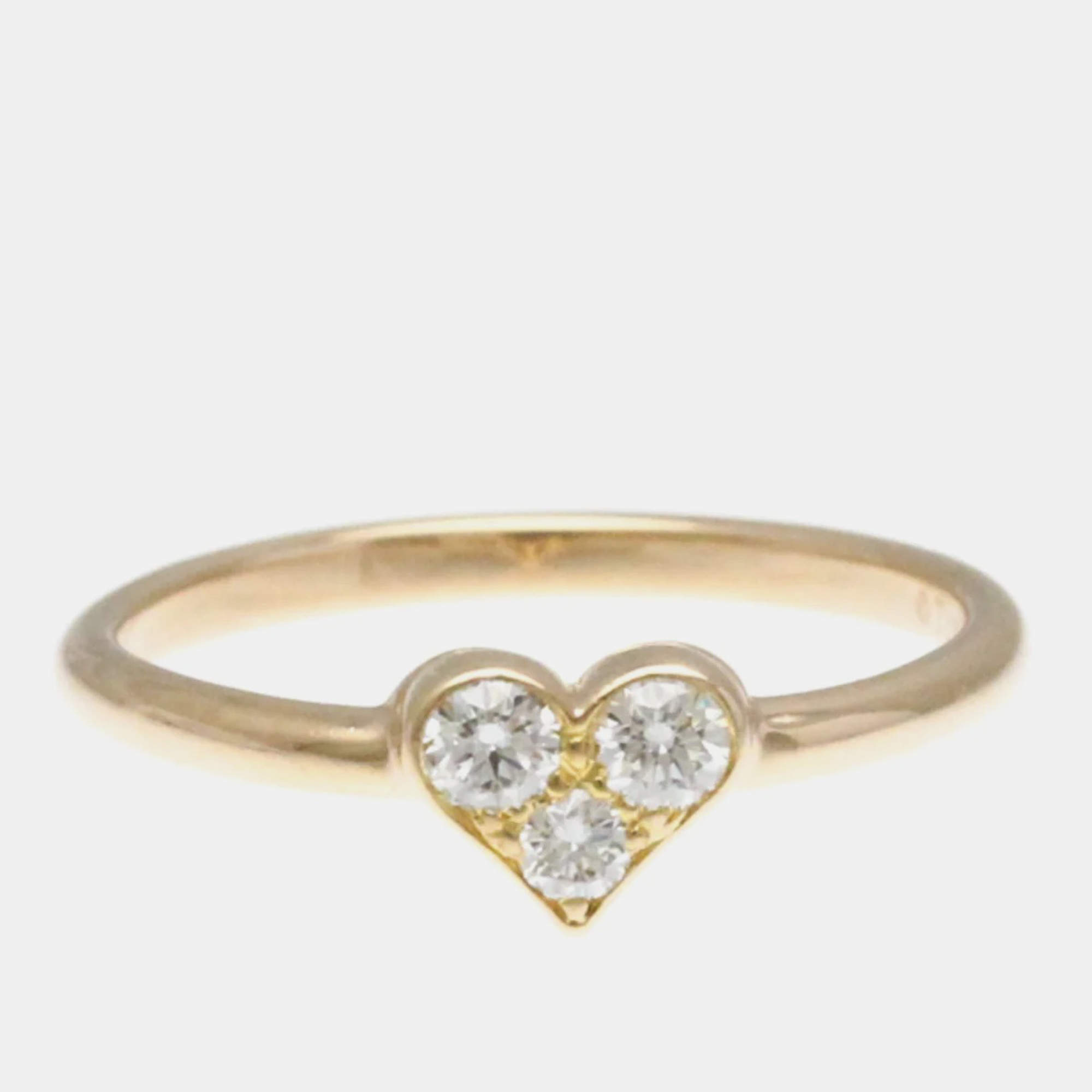 Tiffany & Co. 18K Pink Gold Sentimental Heart Diamond Band Ring EU 54.5