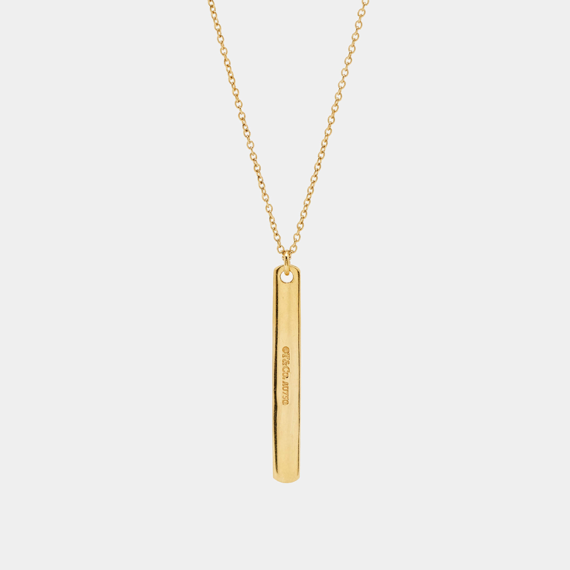 Pre Owned Tiffany & Co. Tiffany 1837 Bar 18k Yellow Gold Necklace