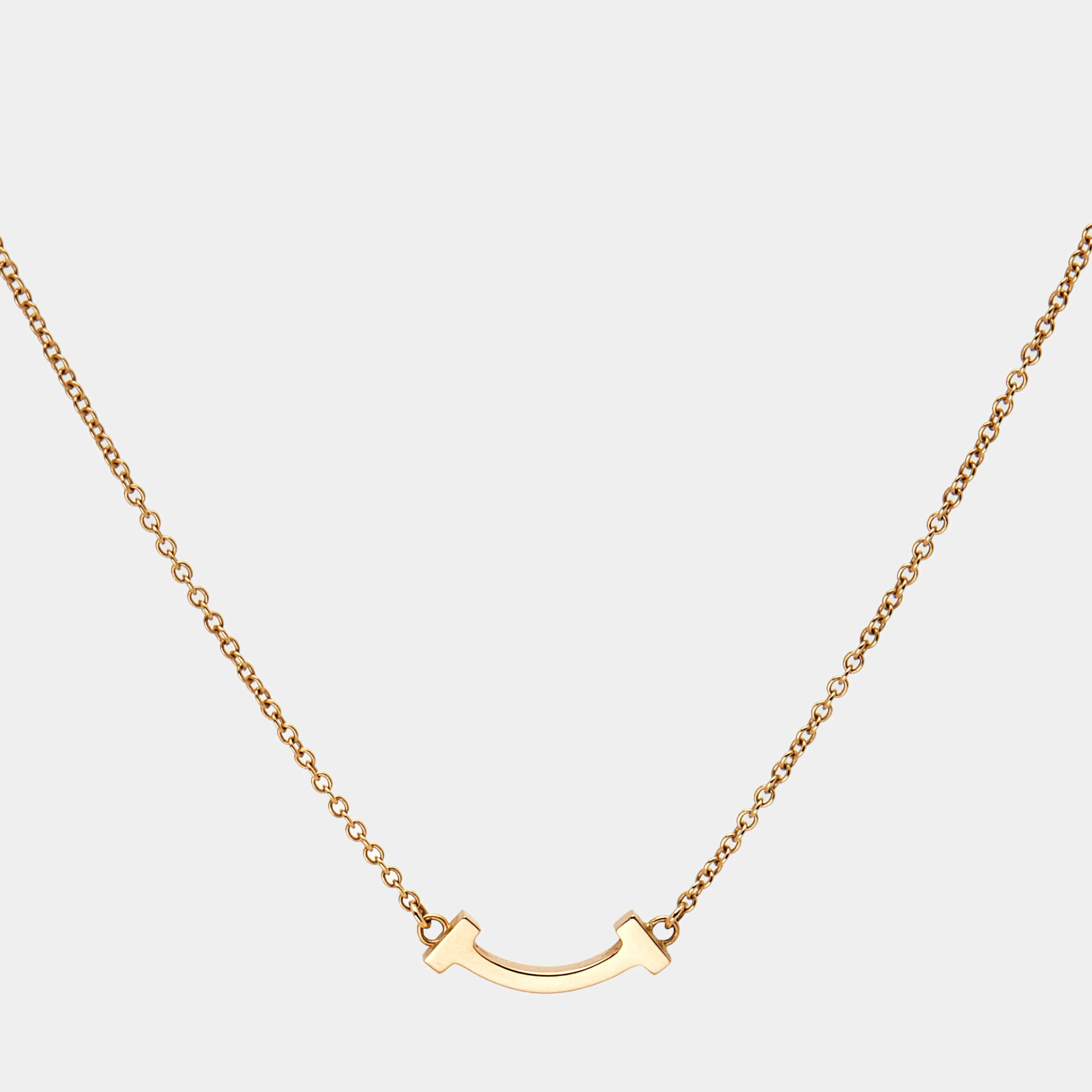 Pre Owned Tiffany & Co. T Smile Mini 18K Rose Gold Necklace