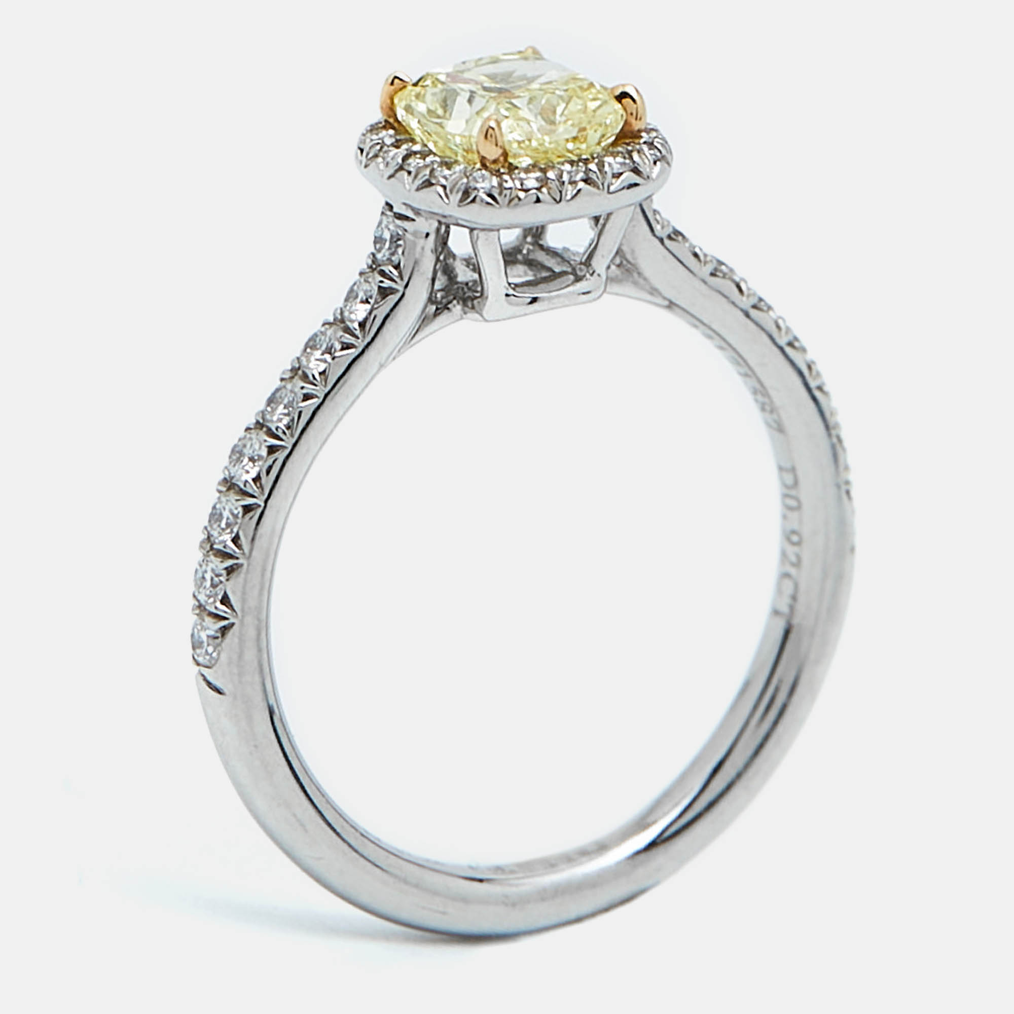 Tiffany & Co. Tiffany Soleste Diamonds Platinum 18k Yellow Gold Ring Size 50