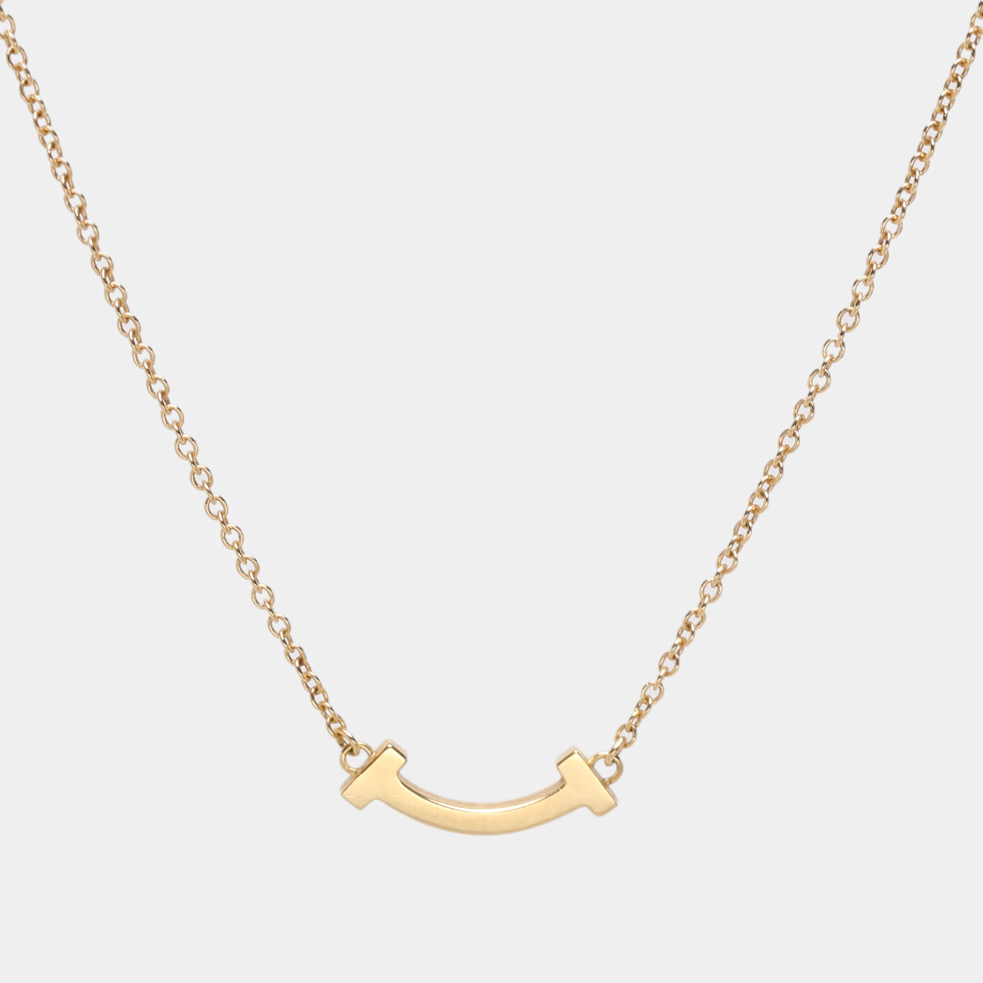 Pre Owned Tiffany & Co. T Smile Mini 18k Rose Gold Necklace