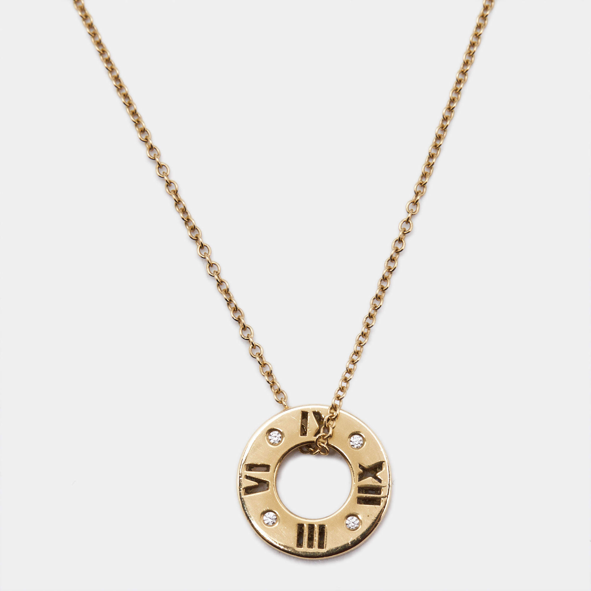 مملوكة مسبقًا Tiffany & Co. Atlas Diamond 18k Rose Gold Pendant Necklace