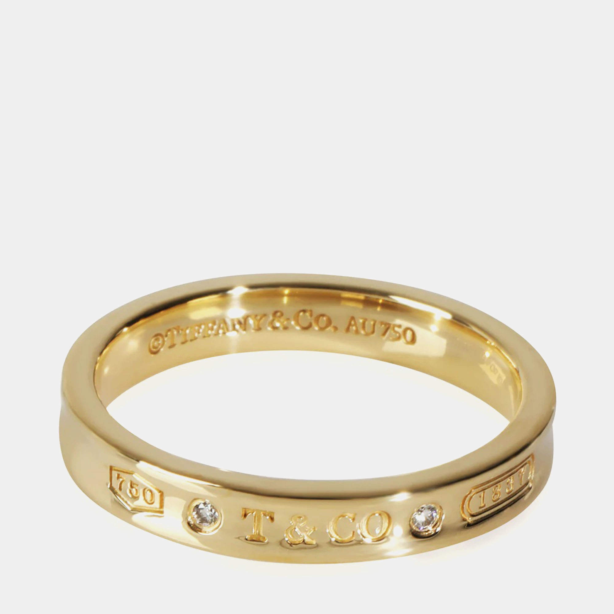 Tiffany & Co. 18K Yellow Gold Diamond 1837 Ring EU 65