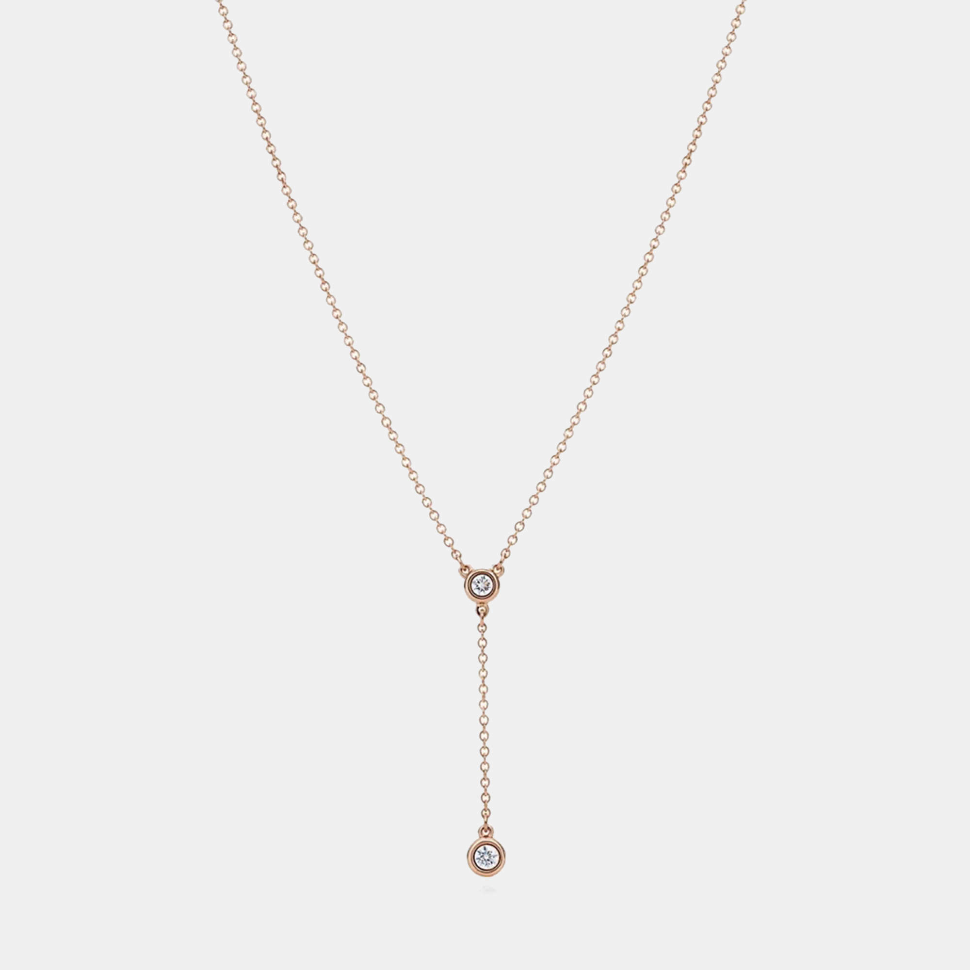 Tiffany & Co. 18K Rose Gold Double Diamond Pendant Necklace