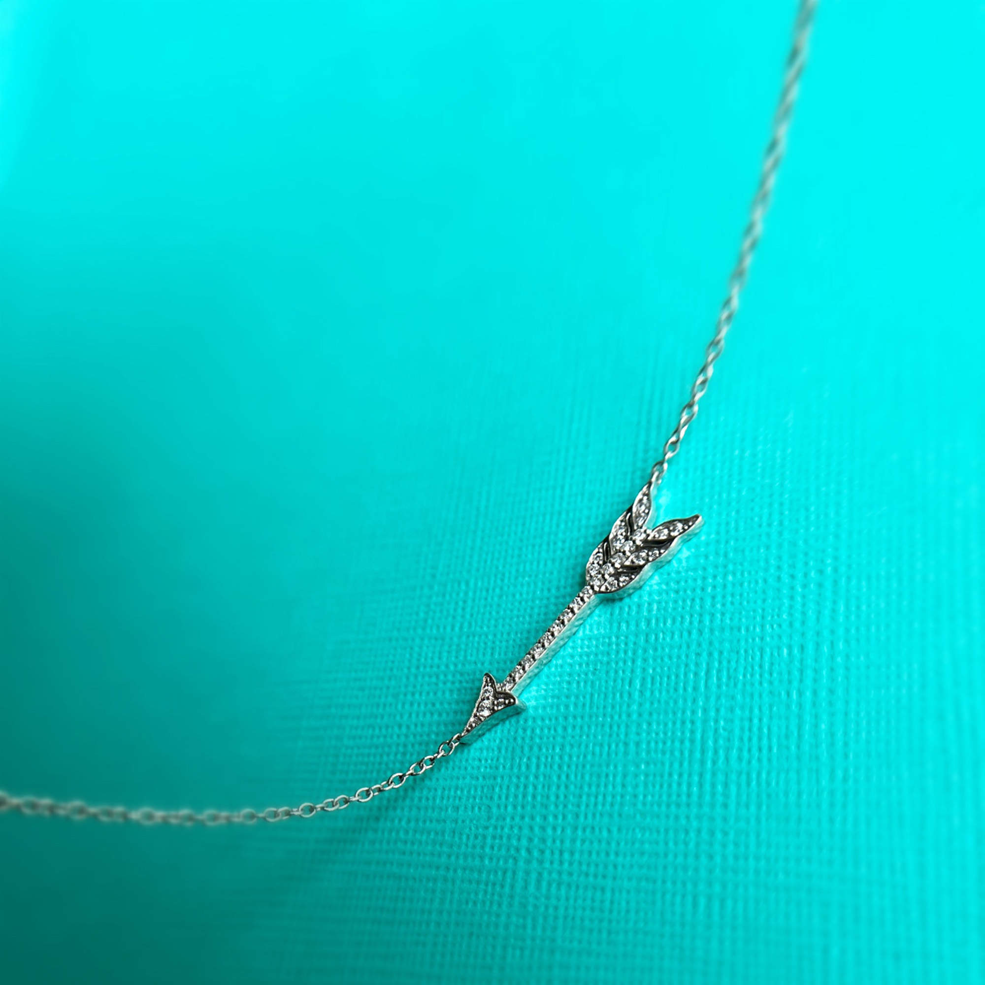 Tiffany Platinum Pave Diamond Cupid Arrow Pendant Necklace