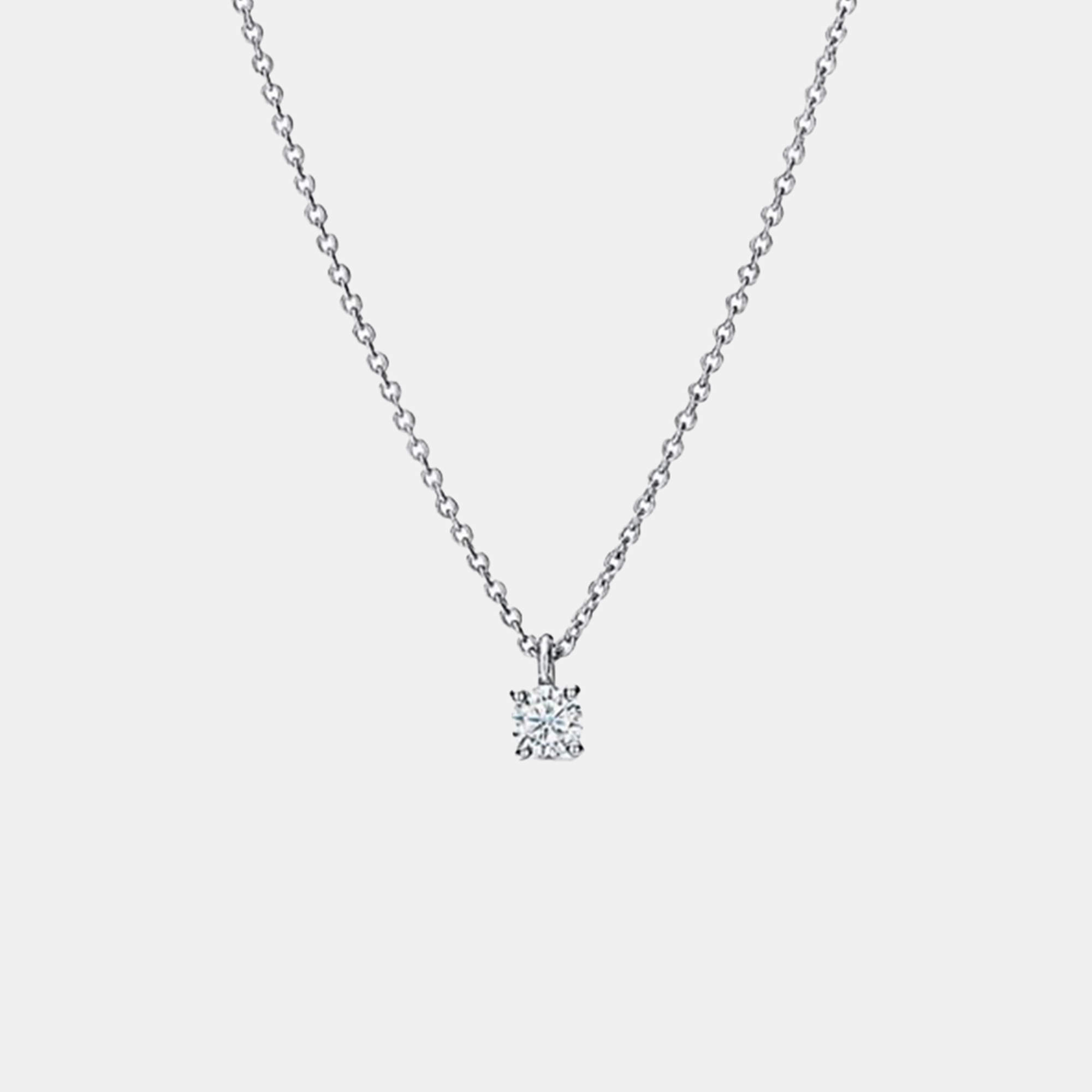 Tiffany & Co. Platinum Single Diamond Pendant Necklace 