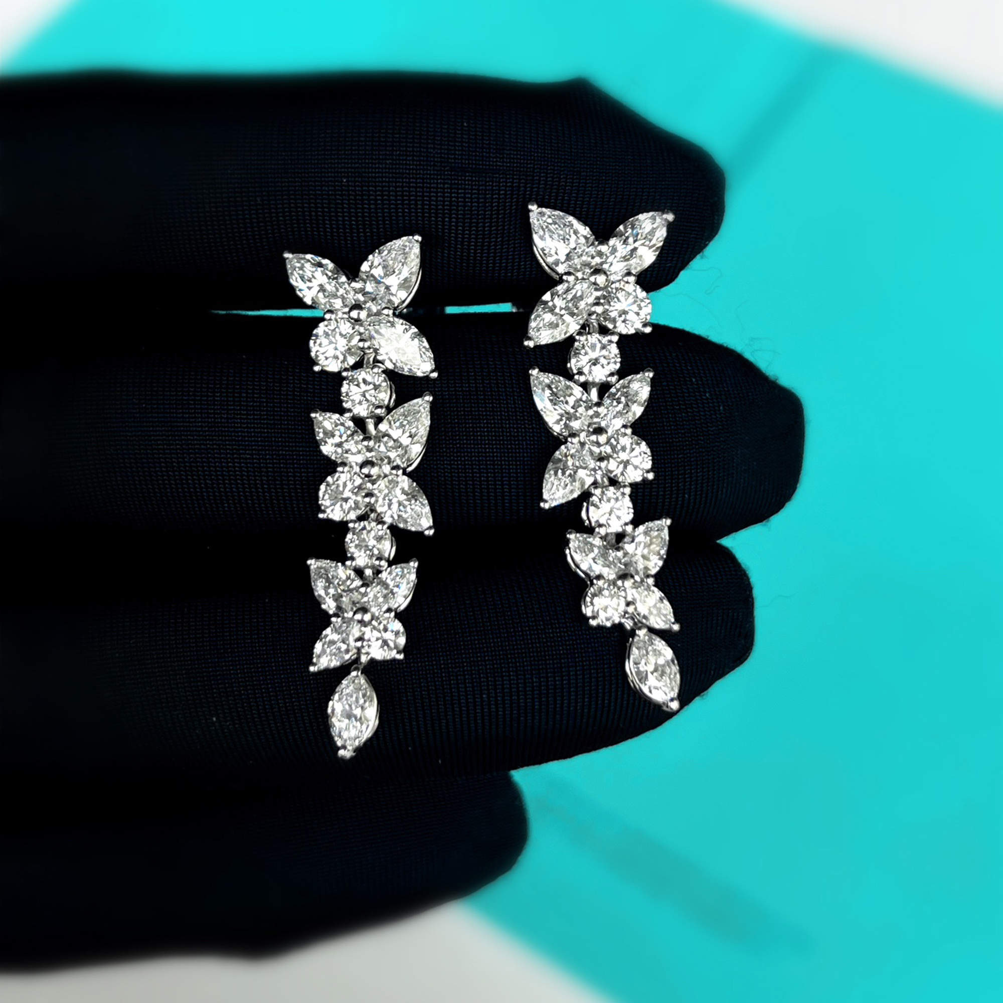 Tiffany & Co. Platinum Diamond Victoria Floral Earrings
