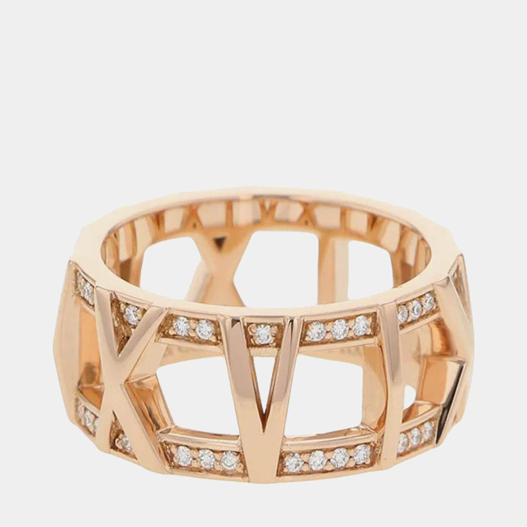 Tiffany & Co. 18K Rose Gold and Diamond Atlas Band Ring EU 51