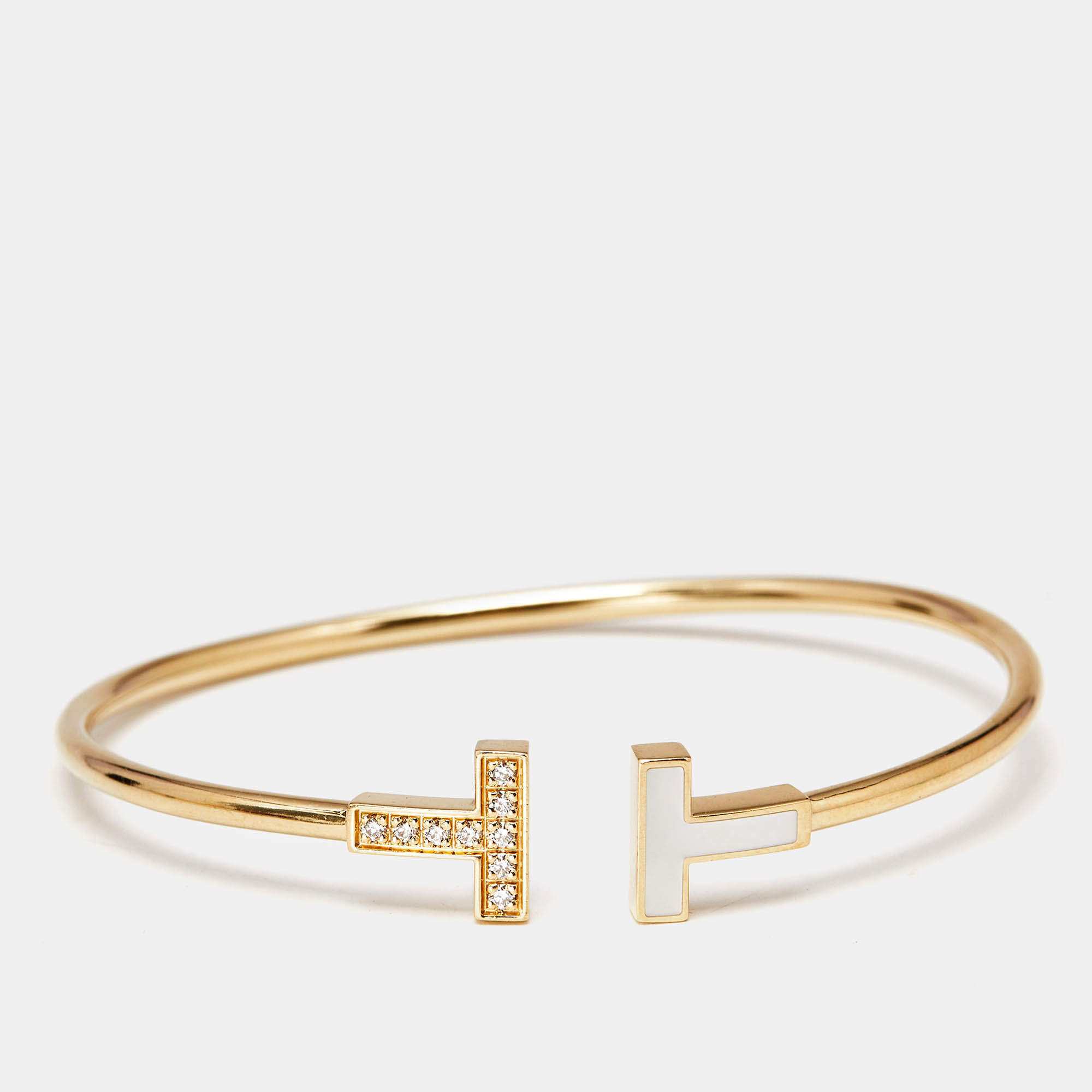 Tiffany & Co. Tiffany T Diamond Mother of Pearl 18k Yellow Gold Bracelet