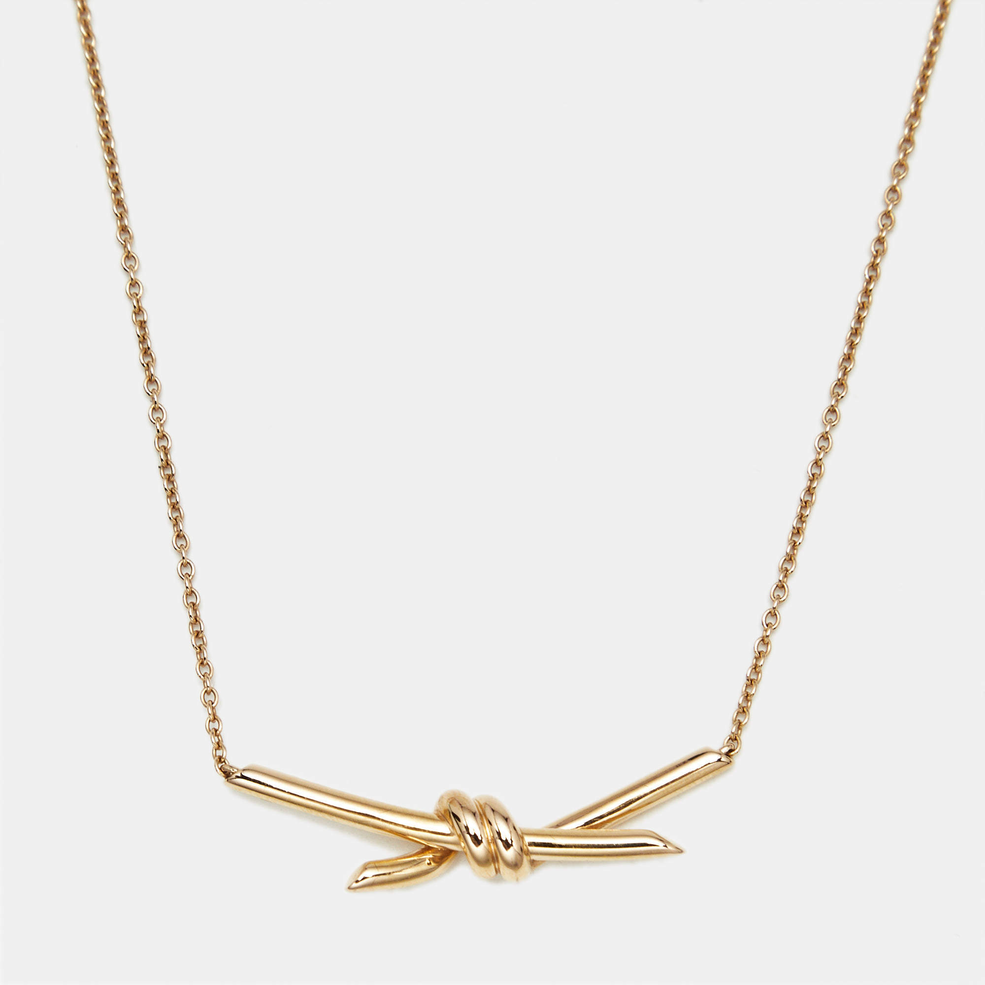 Pre Owned Tiffany & Co. Knot 18k Rose Gold Chain Necklace