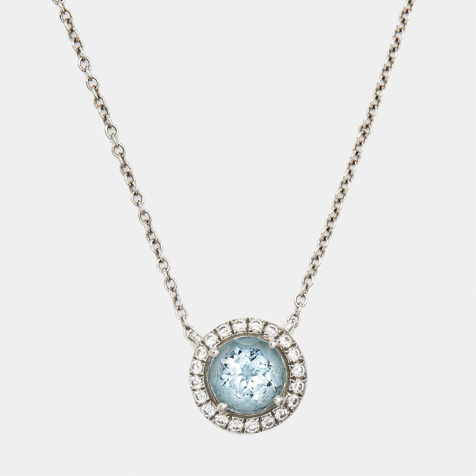 Tiffany & Co. Soleste Aquamarine Diamonds Platinum Necklace