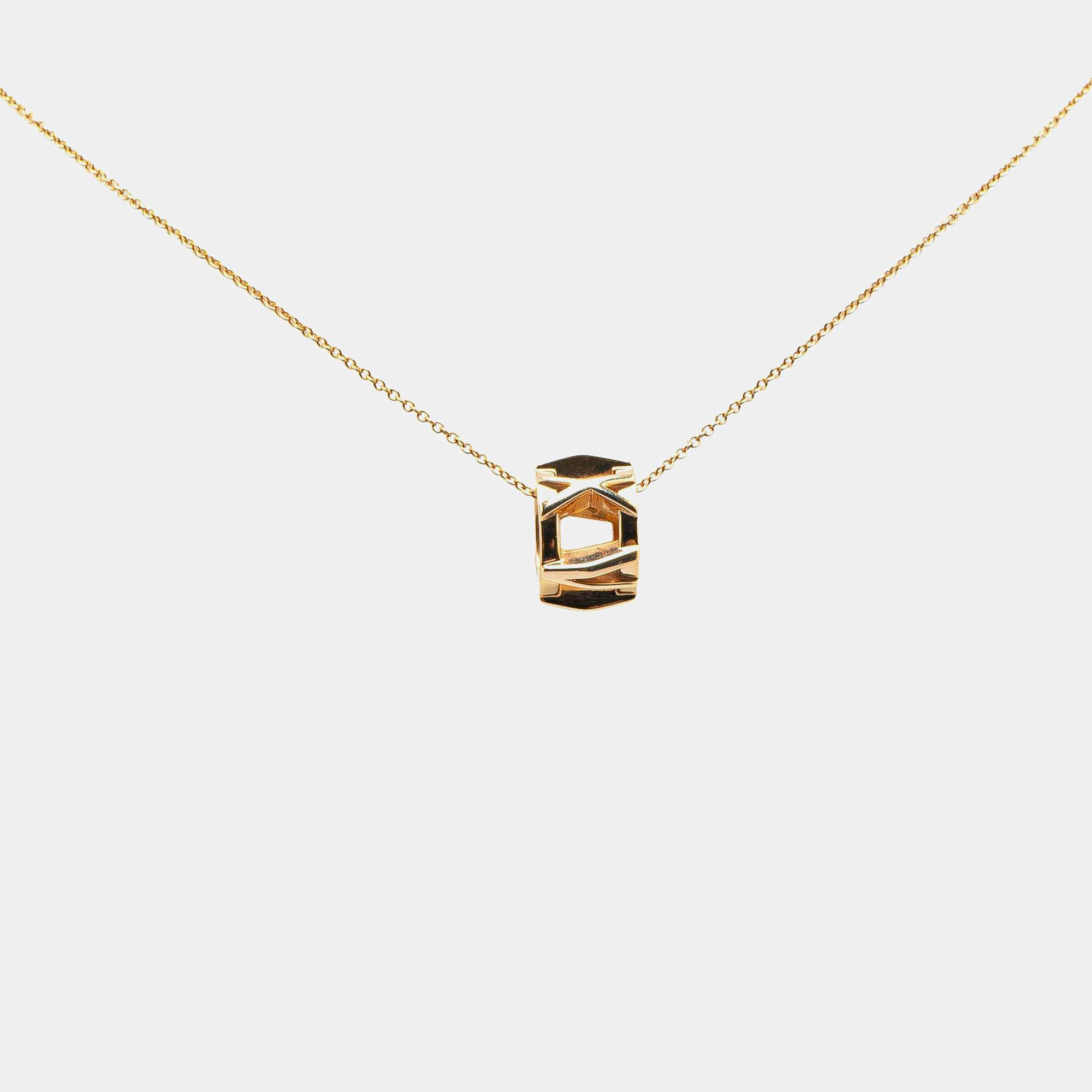 Tiffany & Co. 18K Yellow Gold Atlas X Open Pendant Necklace