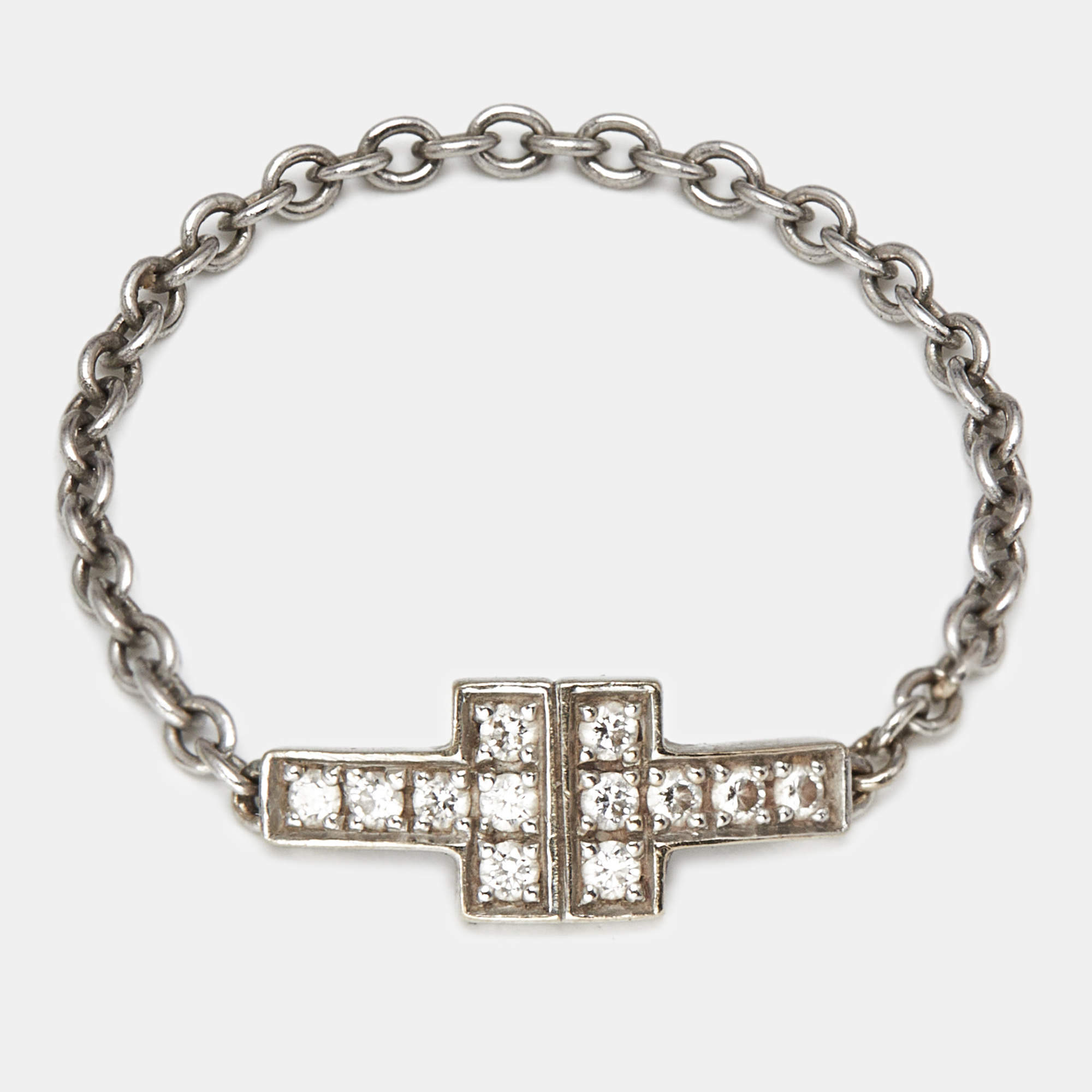 Tiffany & Co. Tiffany T Diamonds 18k White Gold Chain Ring Size 58
