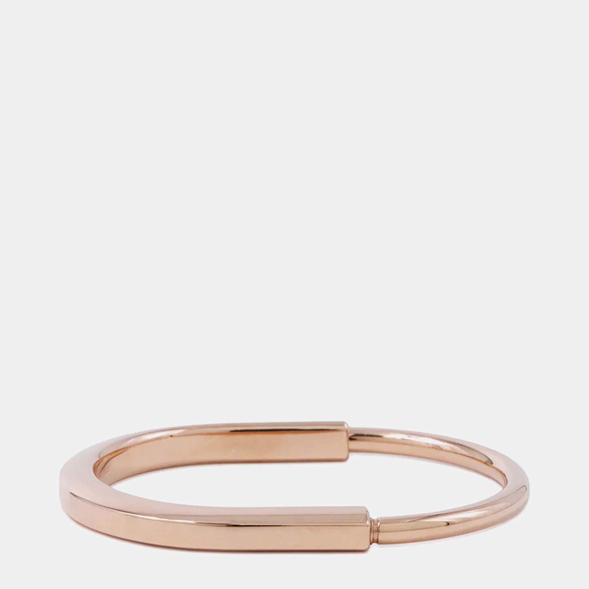 Pre Owned Tiffany & Co. Padlock Large 18K Pink Gold Bangle