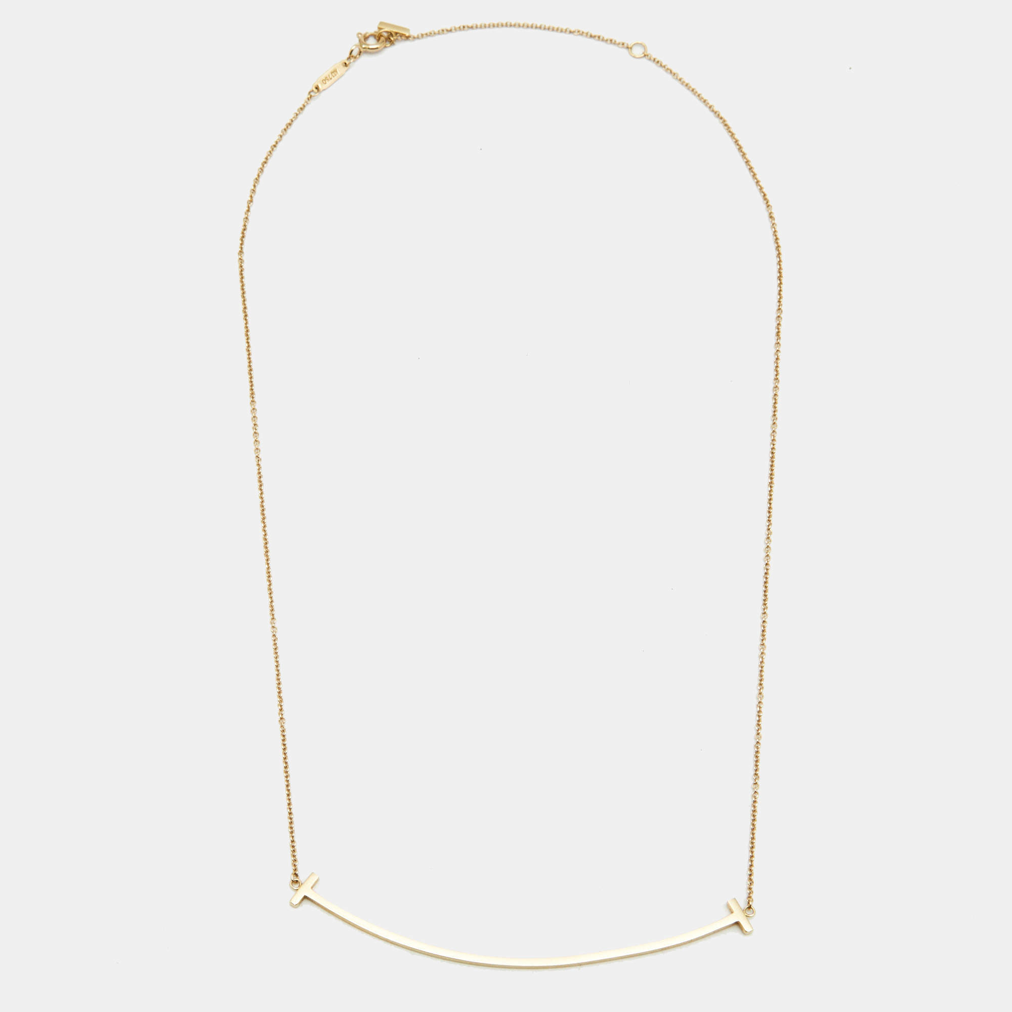 Pre Owned Tiffany & Co. T Smile 18k Yellow Gold Large Necklace