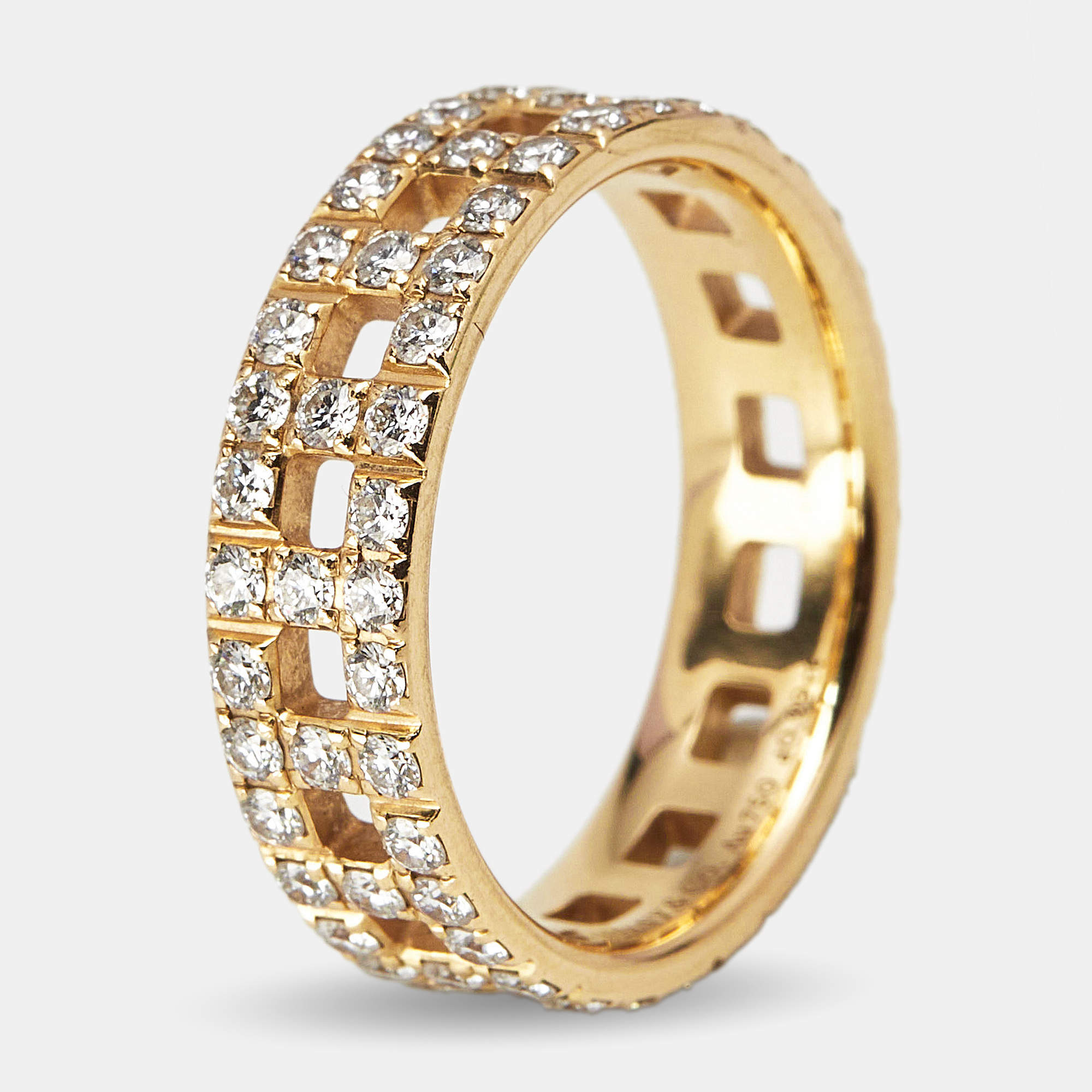 Pre Owned Tiffany & Co. Tiffany True Diamonds 18k Yellow Gold Ring Size 53