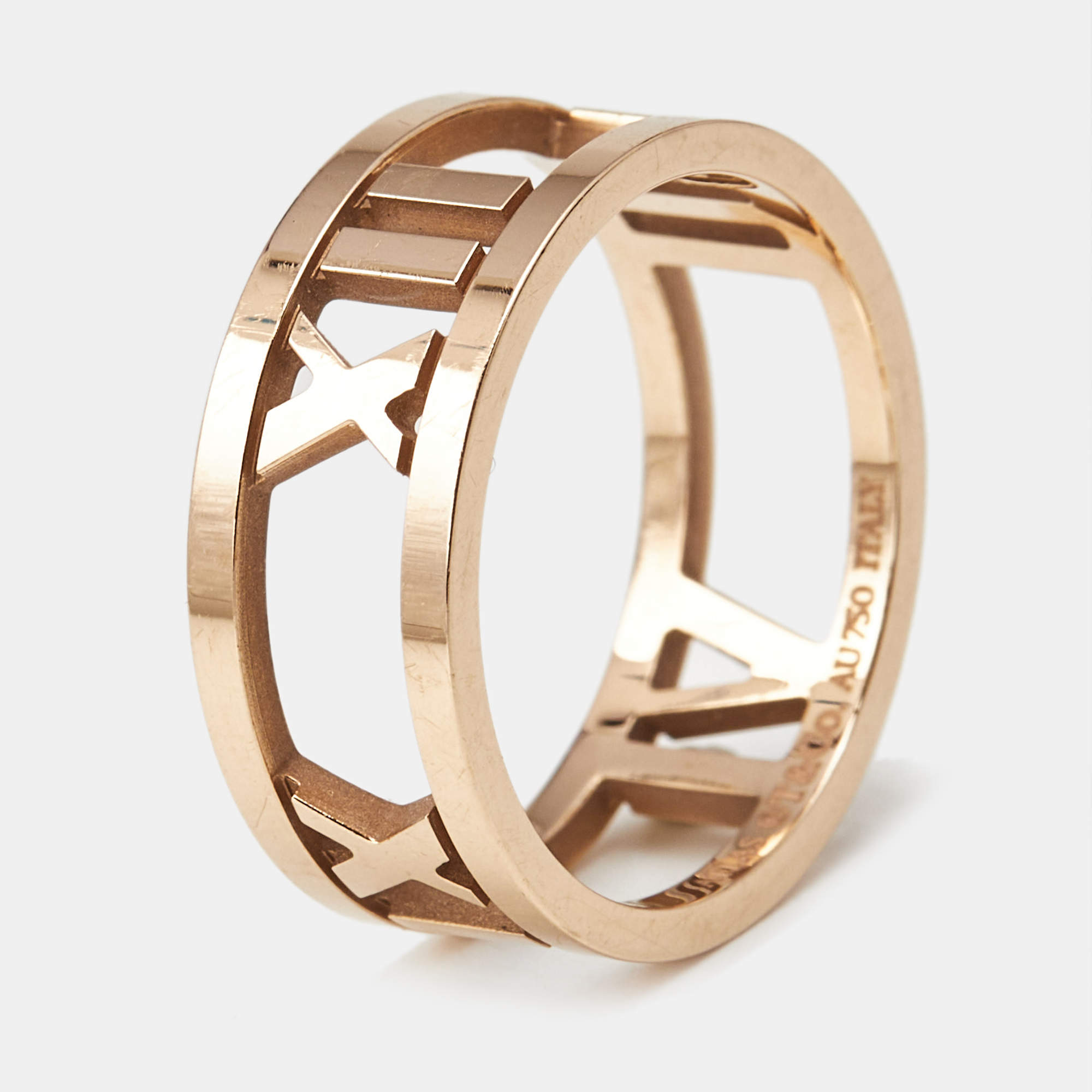 Pre Owned Tiffany & Co. Atlas 18k Rose Gold Ring Size 51